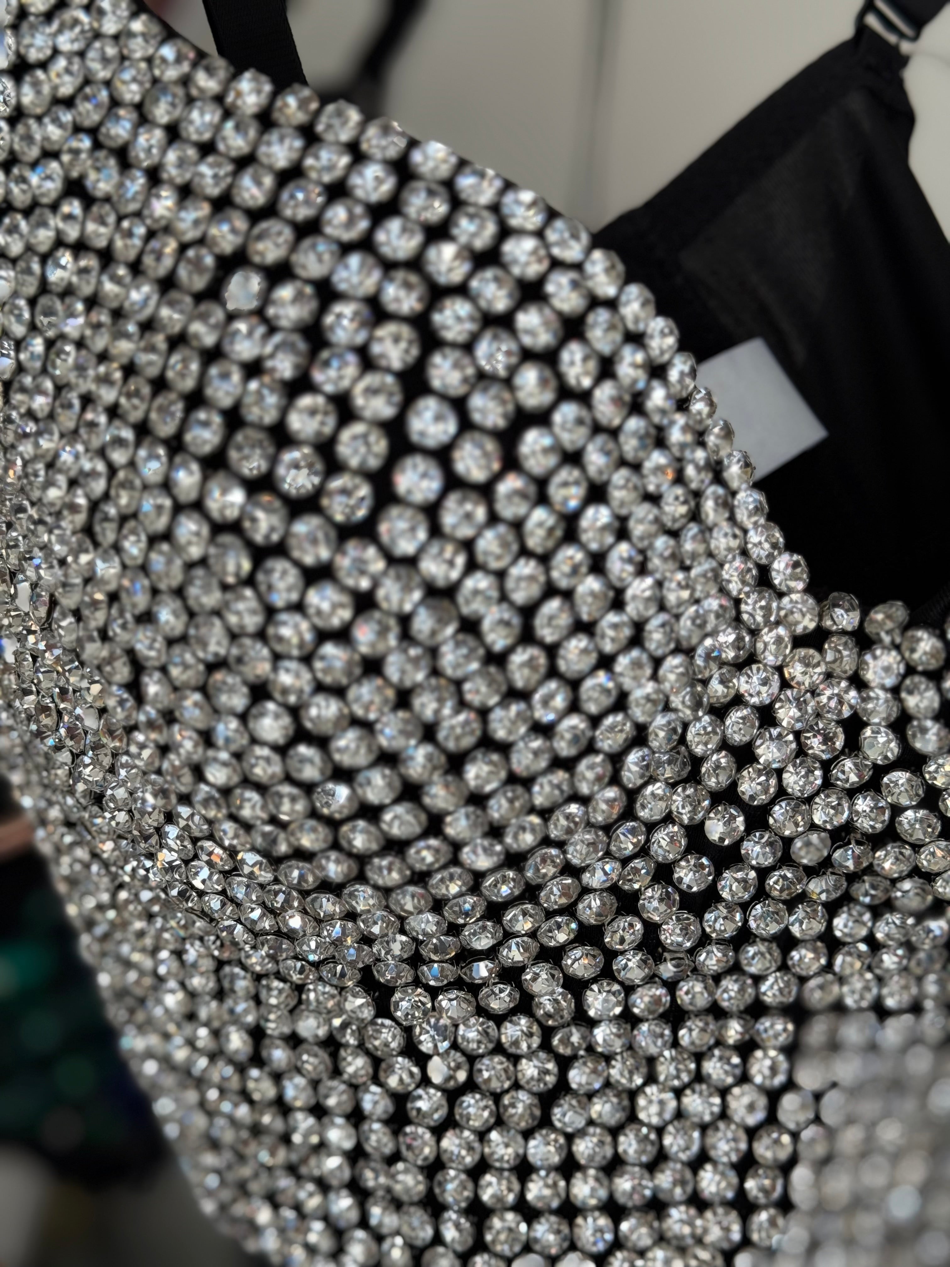 Diamond-Studded Black Corset Top