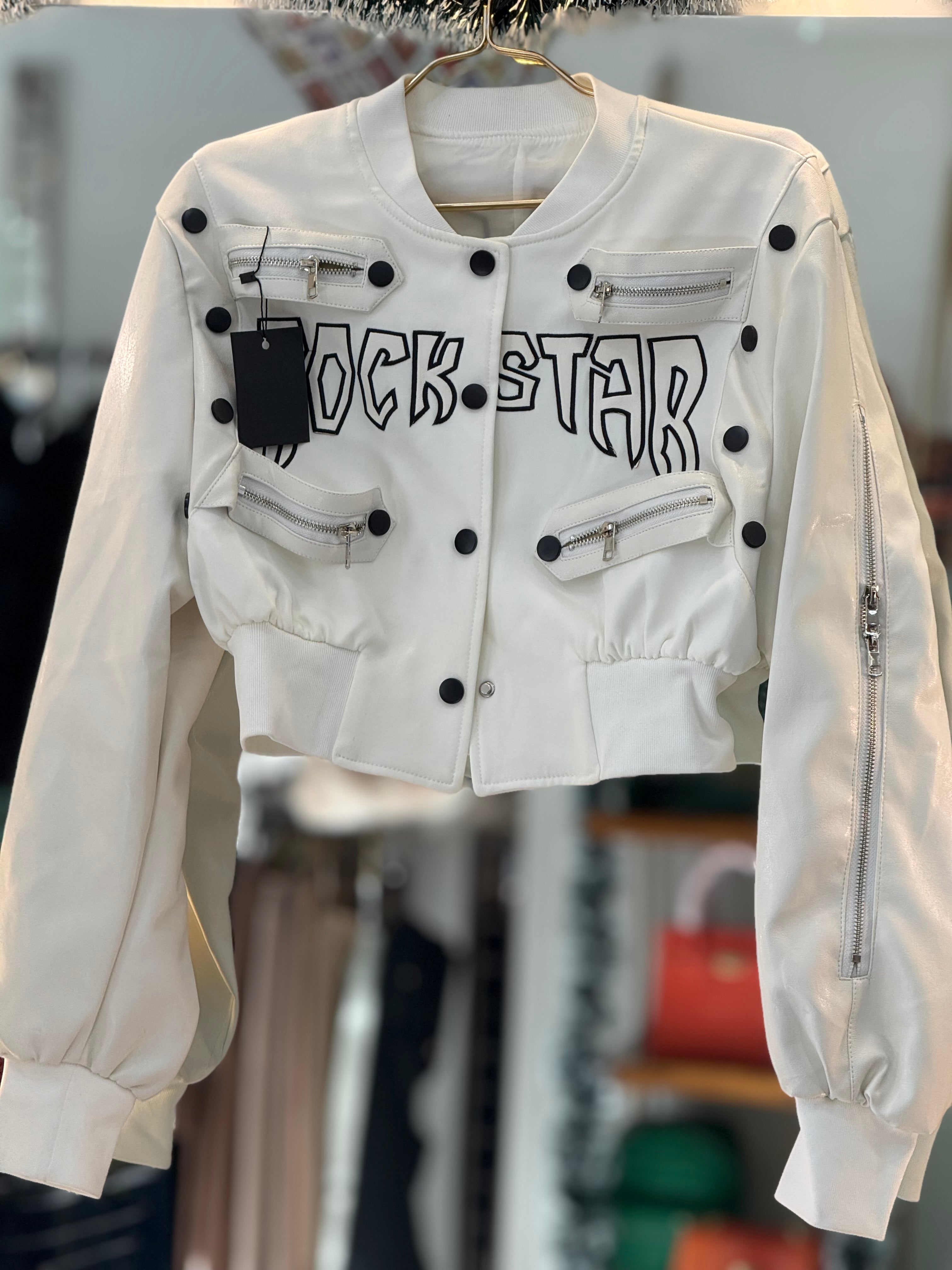 Leather crop stylish jacket