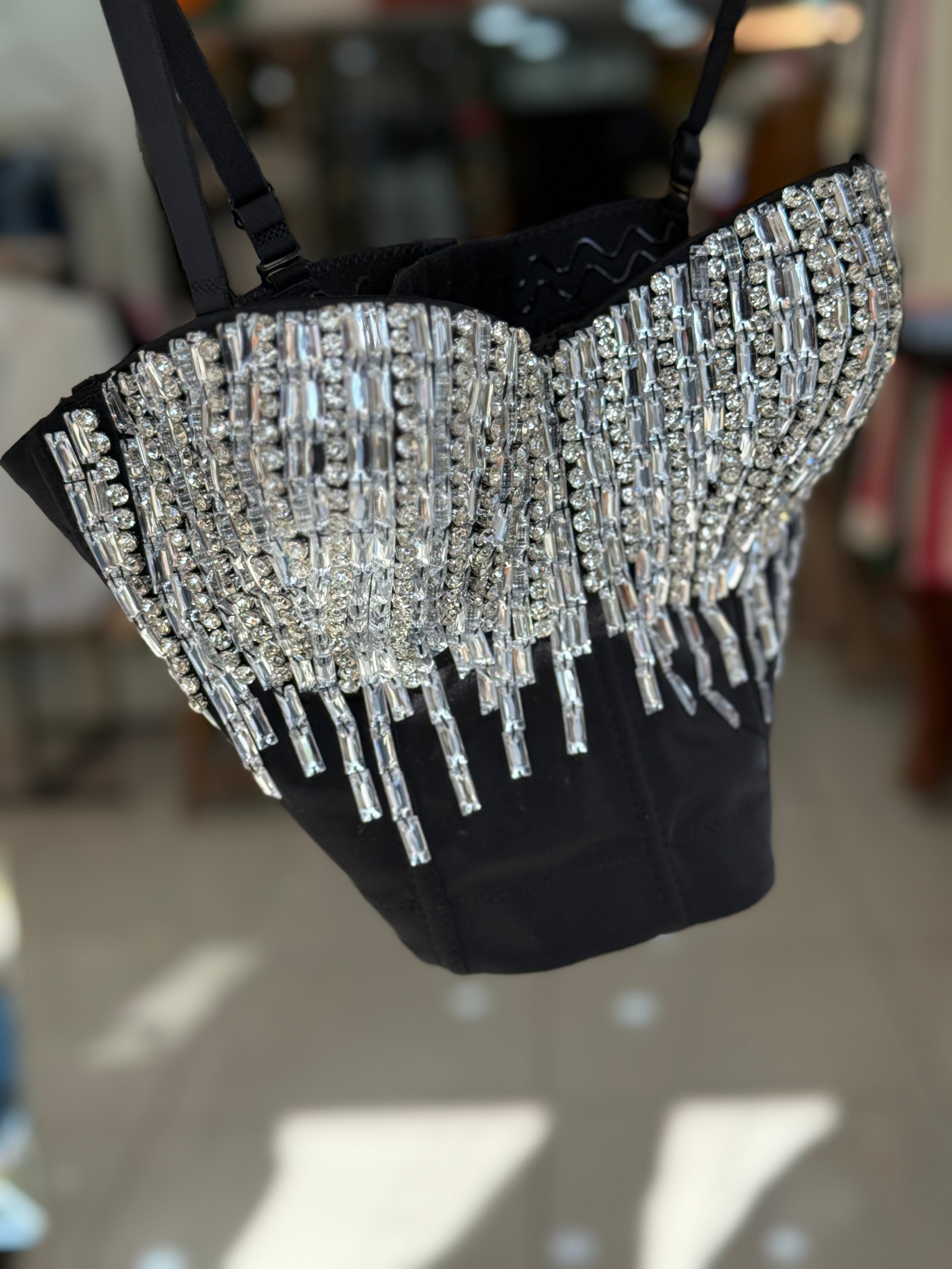 Baguette stoned padded corset