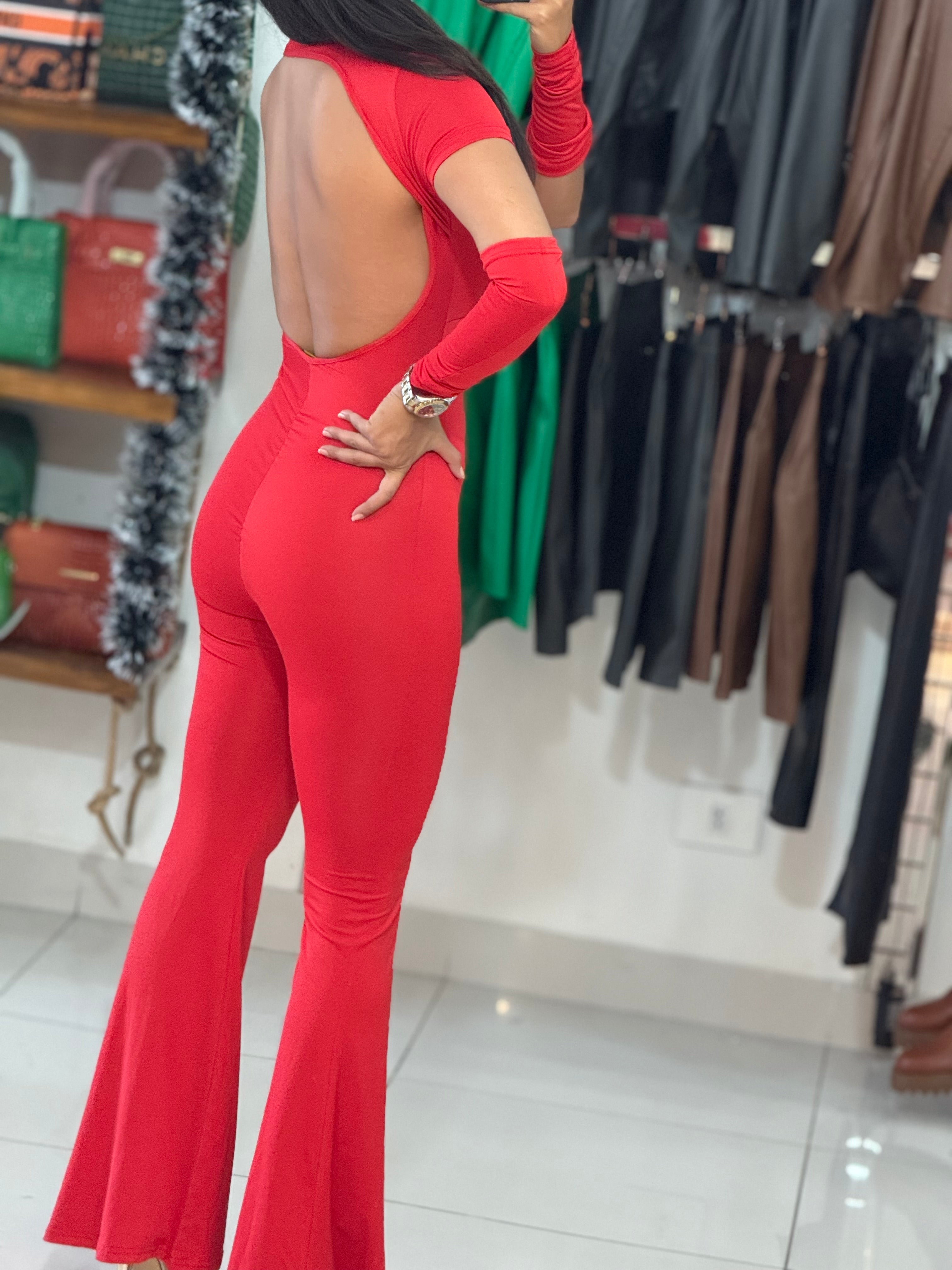 Open back lycra jumpsuit