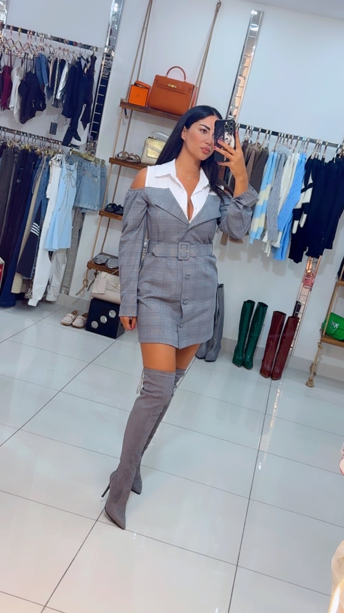 Power Play Plaid Blazer Dress