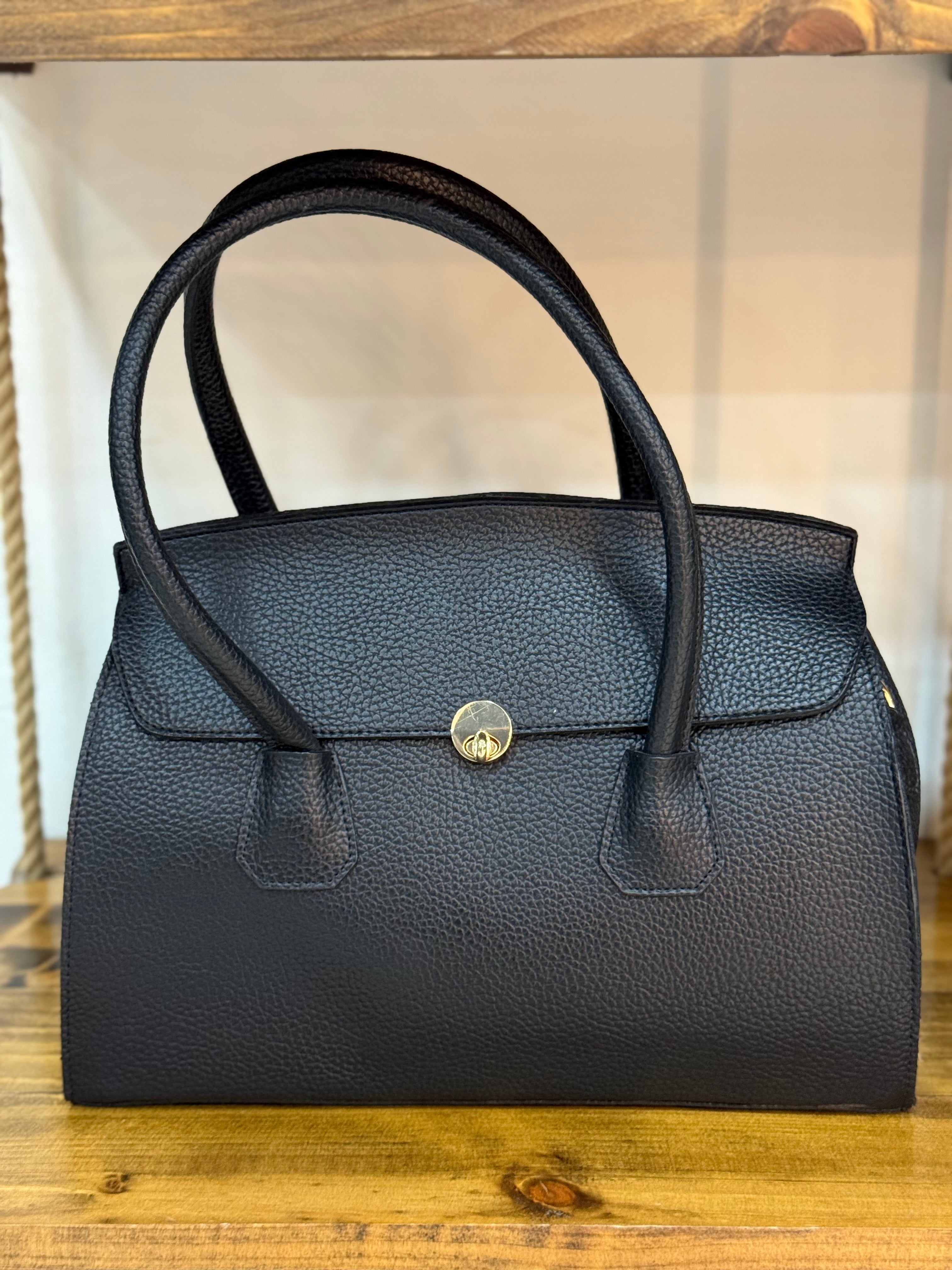 Classic Big Black Leather Tote