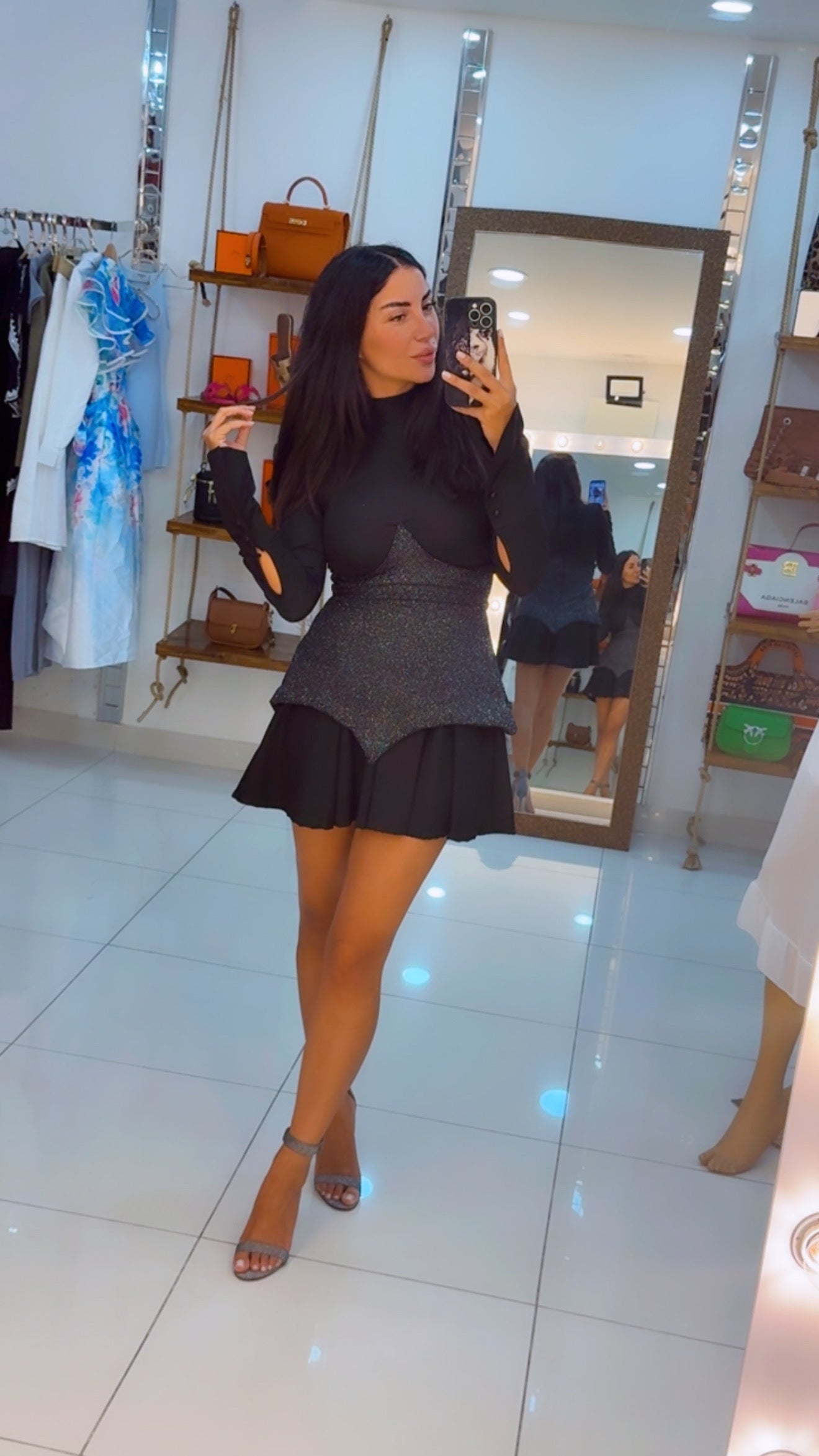 Glitter corset belted Dress