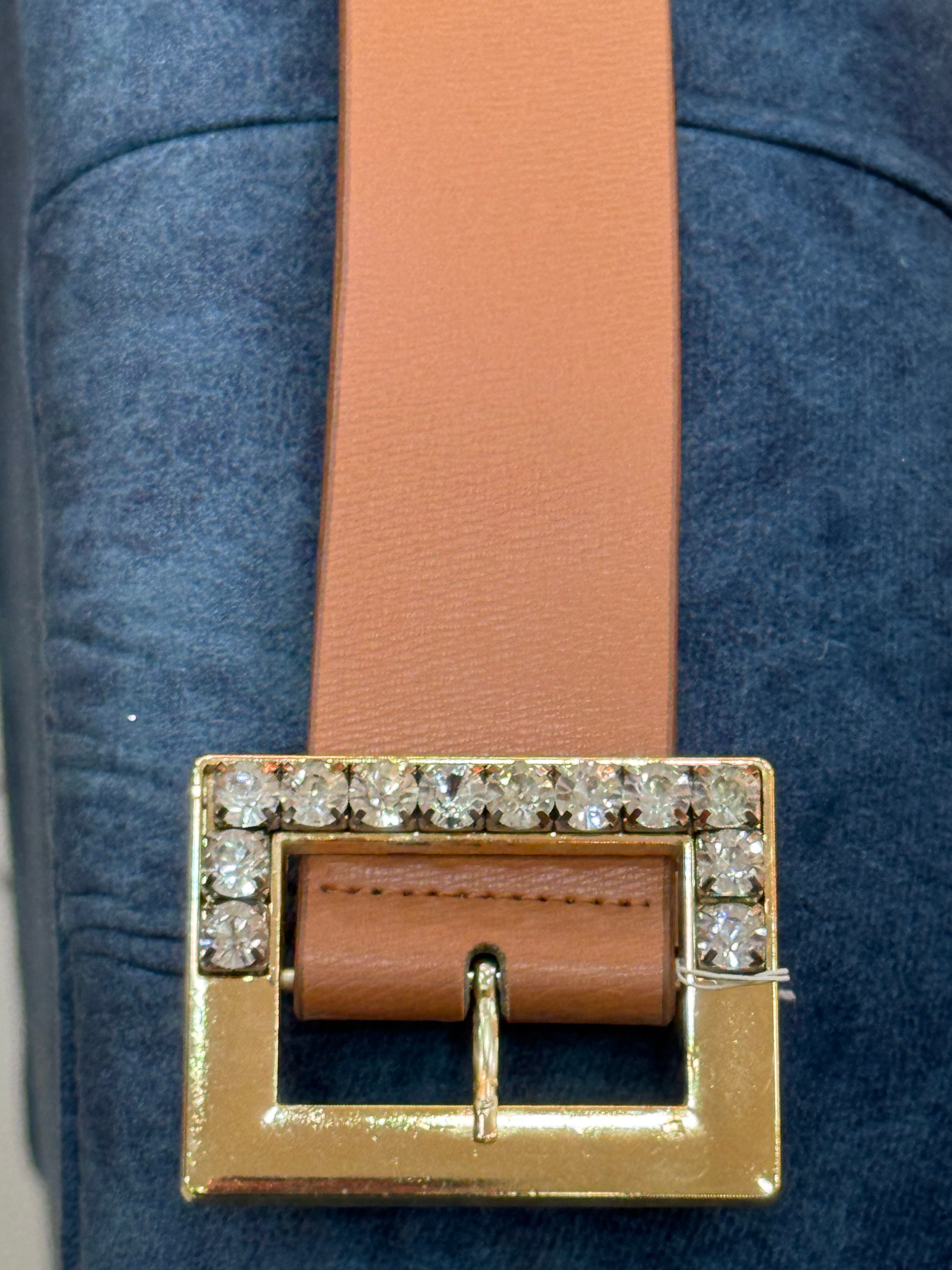 Brown Leather Belt With Stones