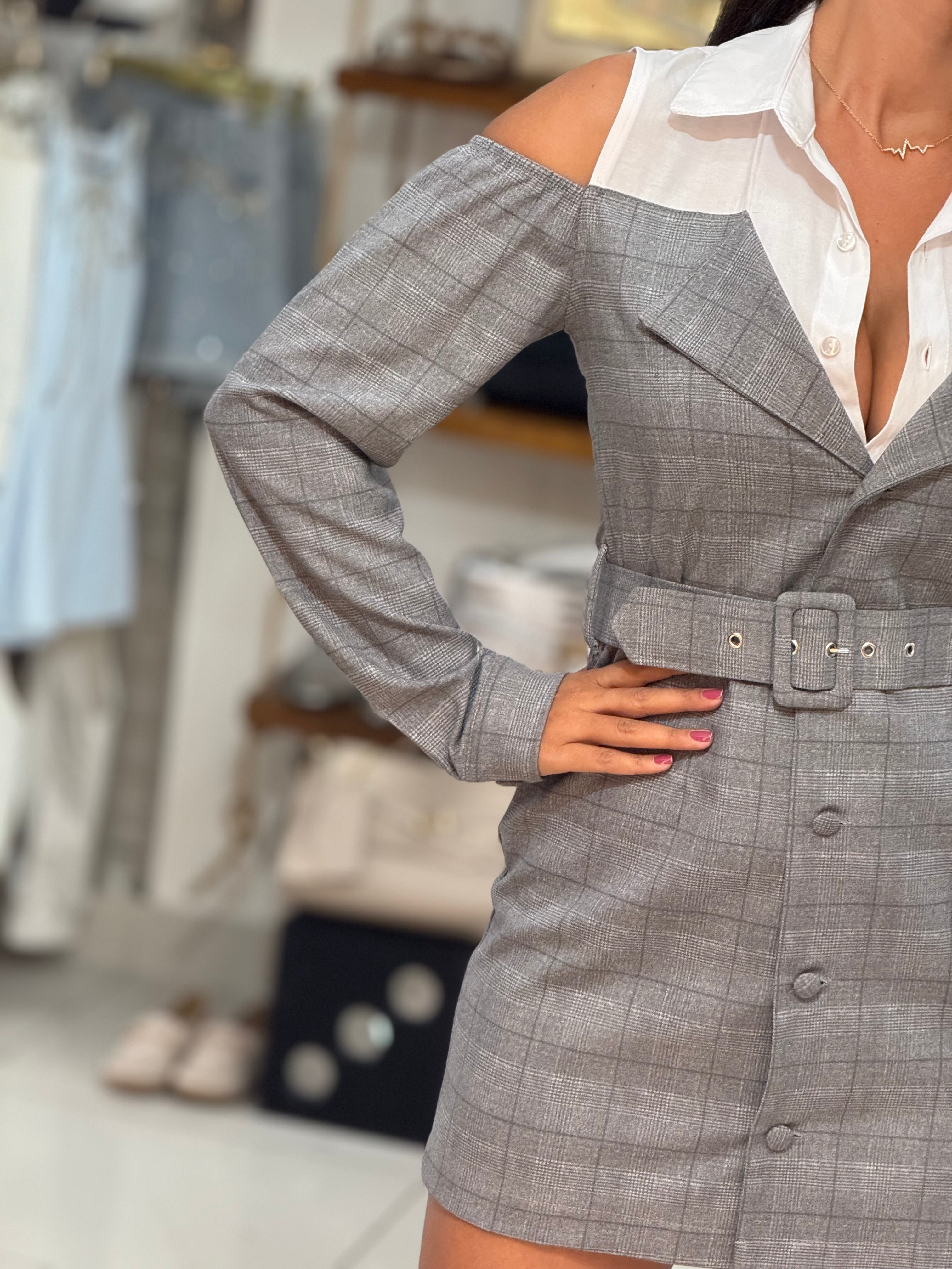 Power Play Plaid Blazer Dress