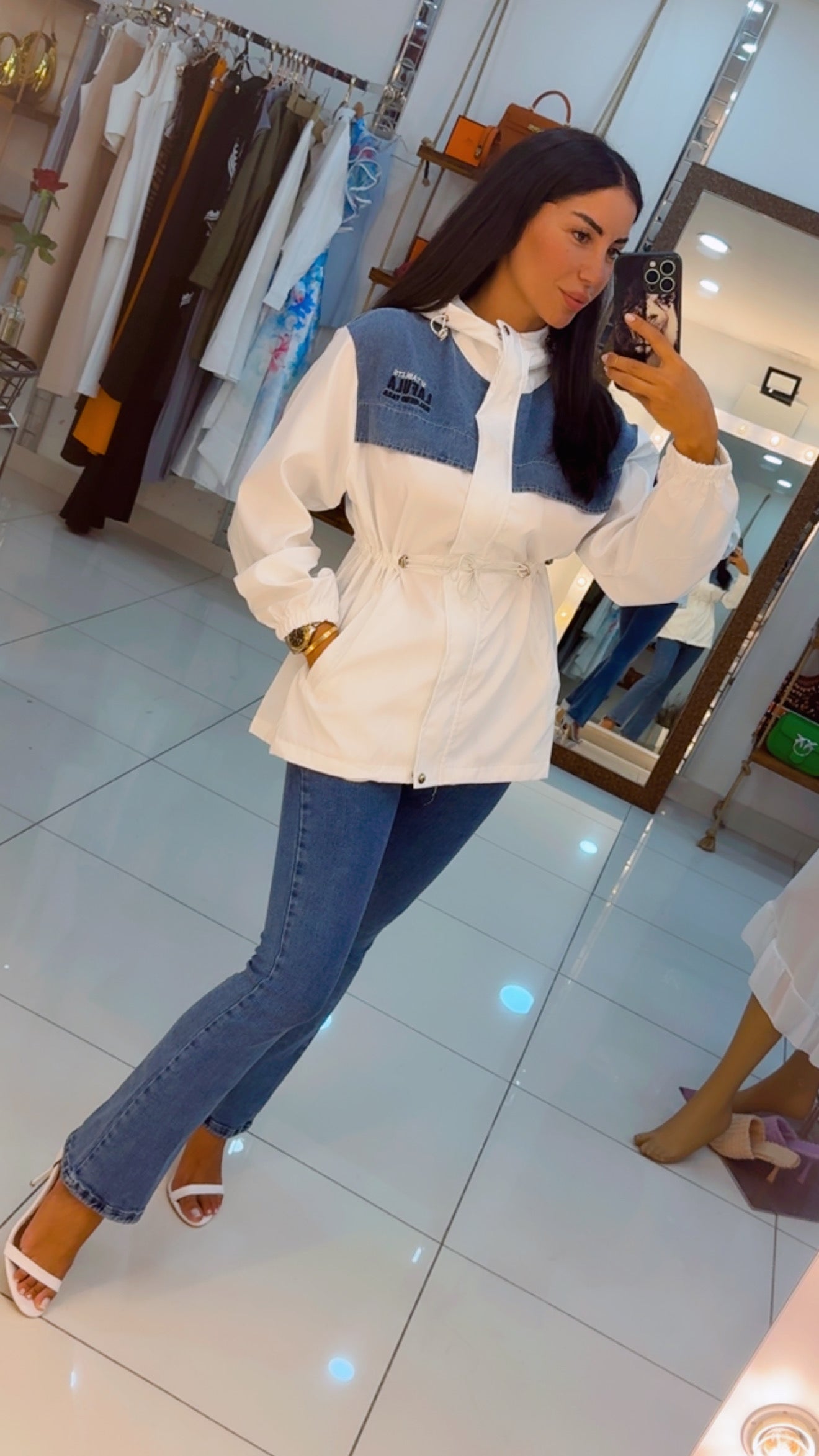 Denim parachute jacket