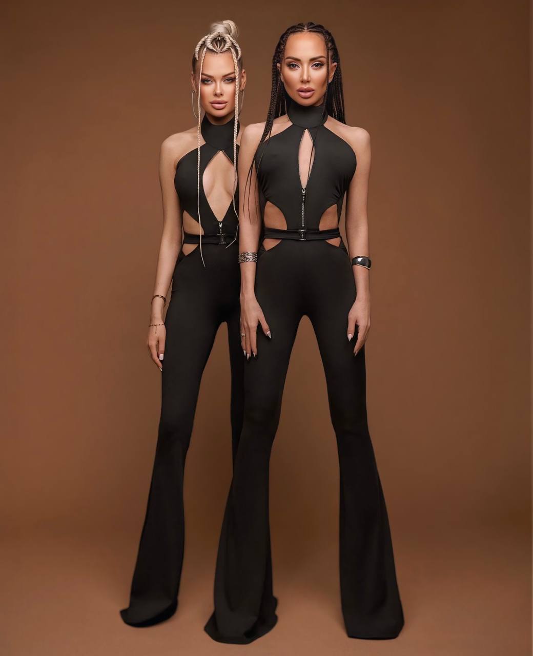 Open waist jumpsuit with belt