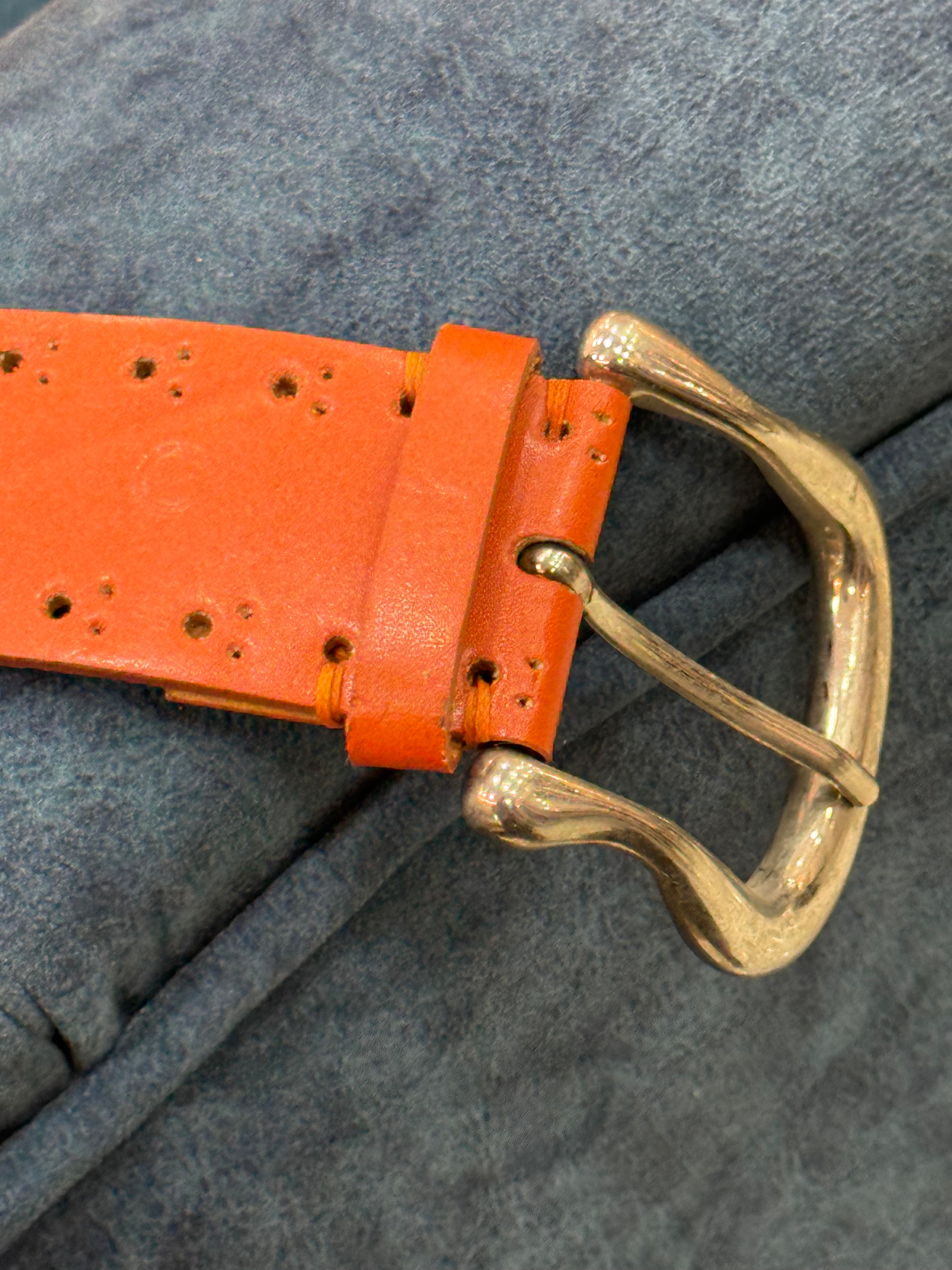 Orange Leather Belt with Multiple Holes – Bold Statement