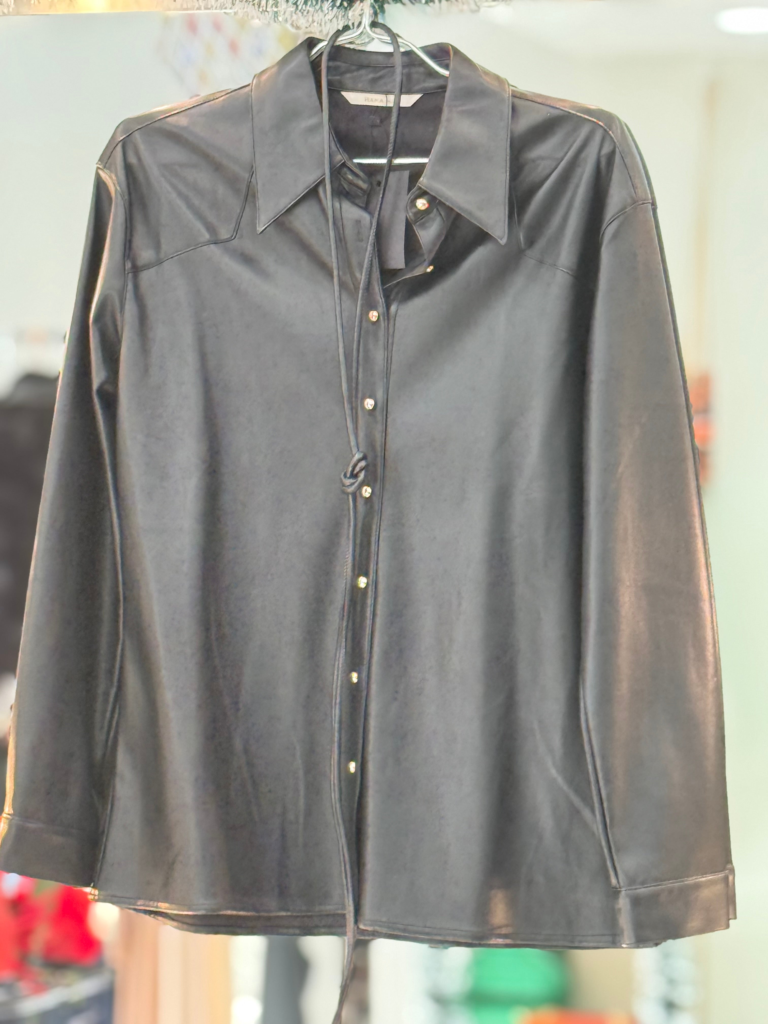 Leather bottoms top with belt