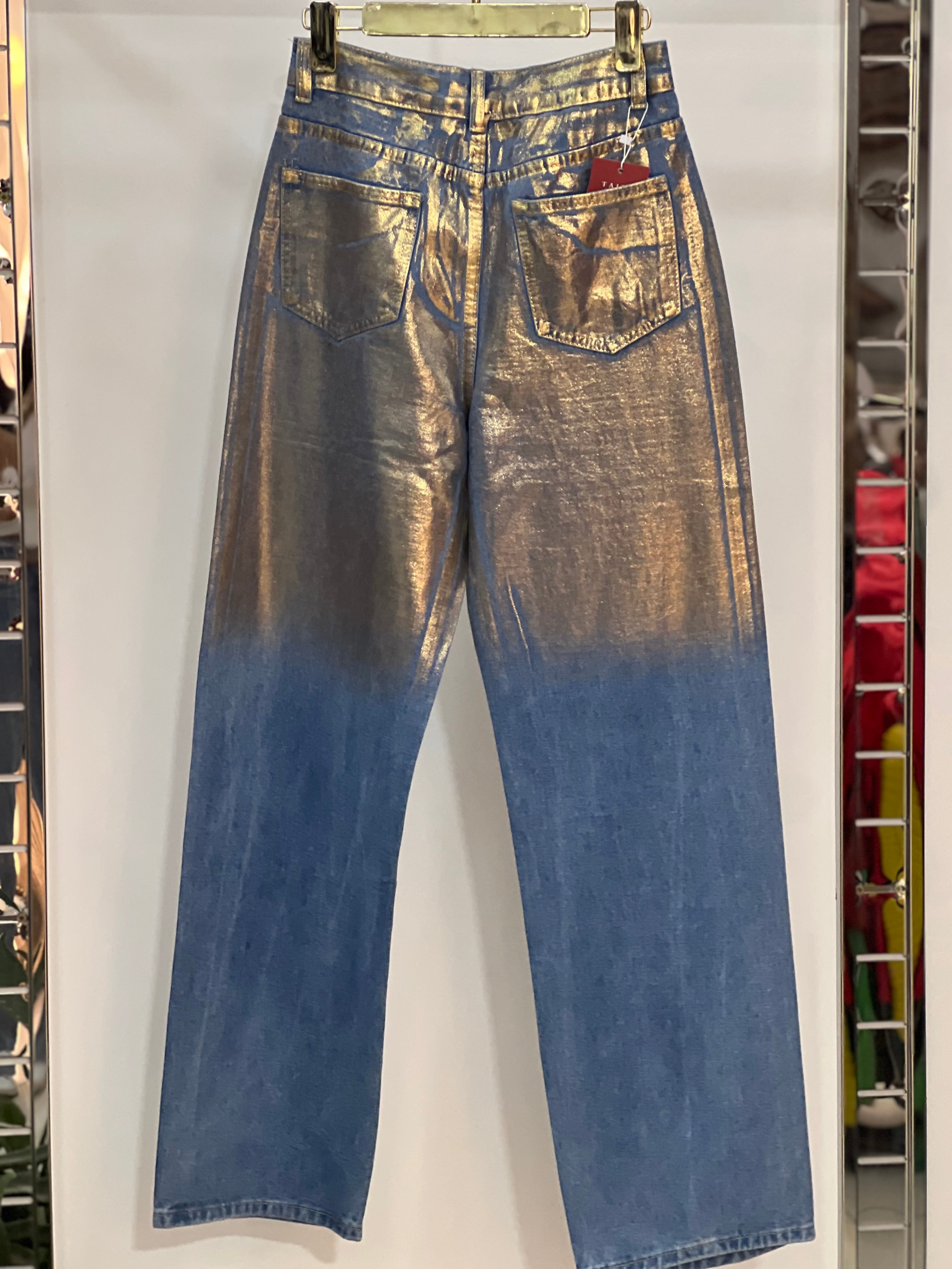 Metallic Gold Accent Denim Jeans