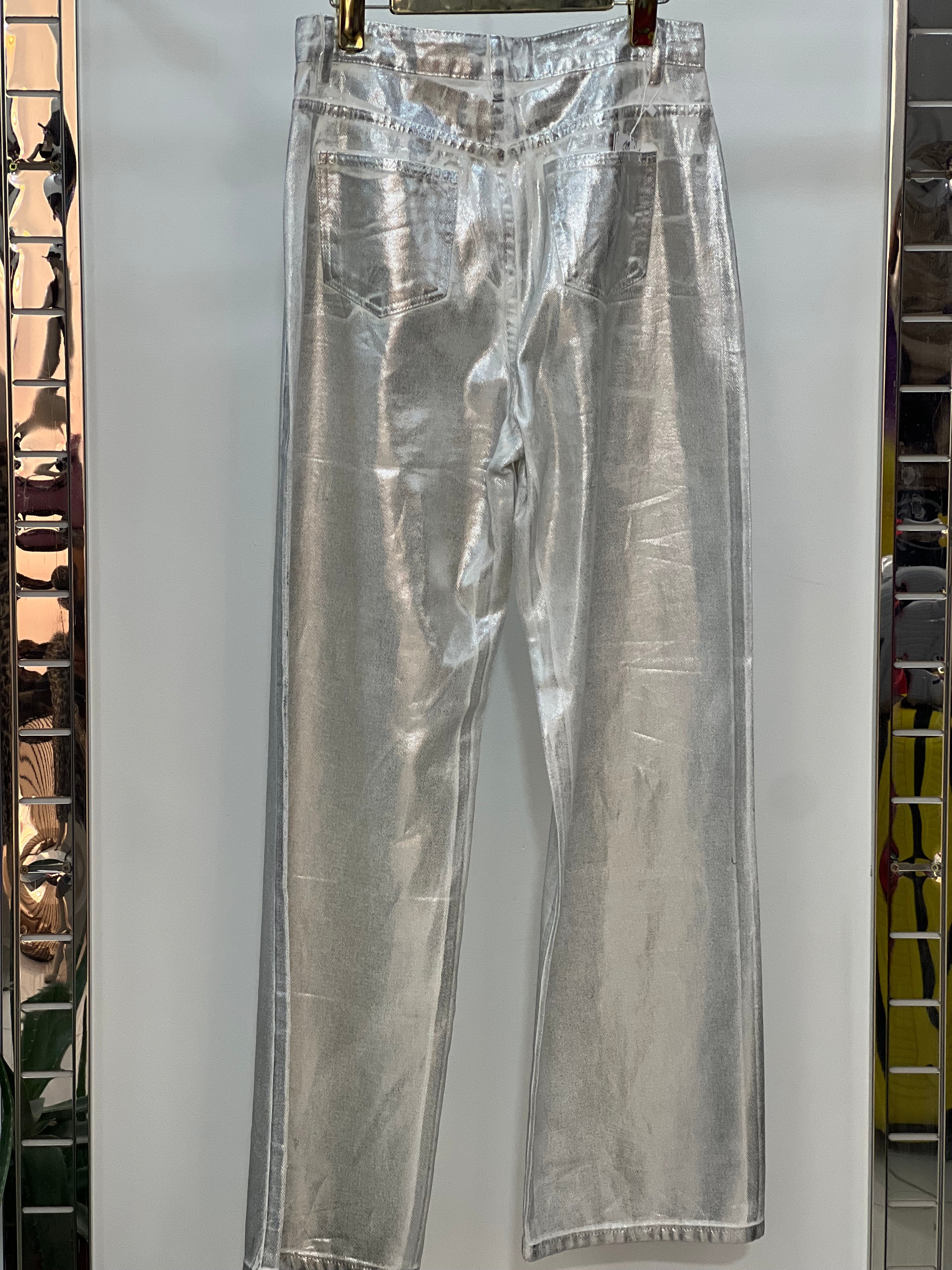 Urban Ice: Silver Metallic-Accent Denim Jeans