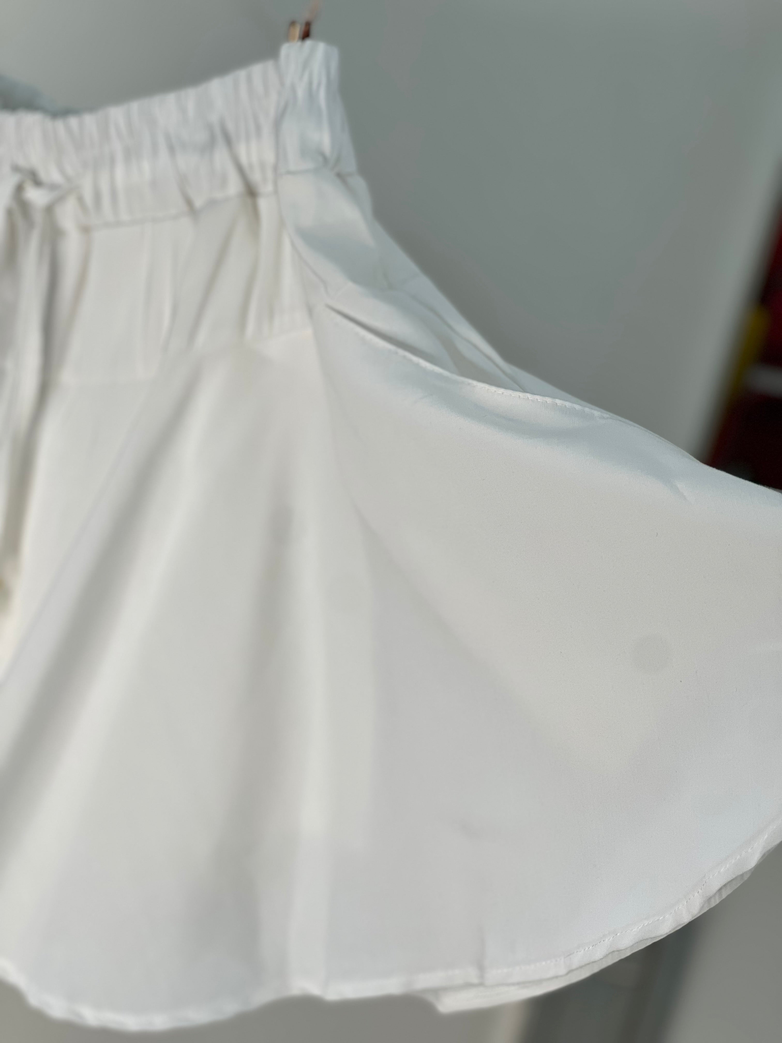White Flowy Skort with Elastic Waist – Light & Effortless