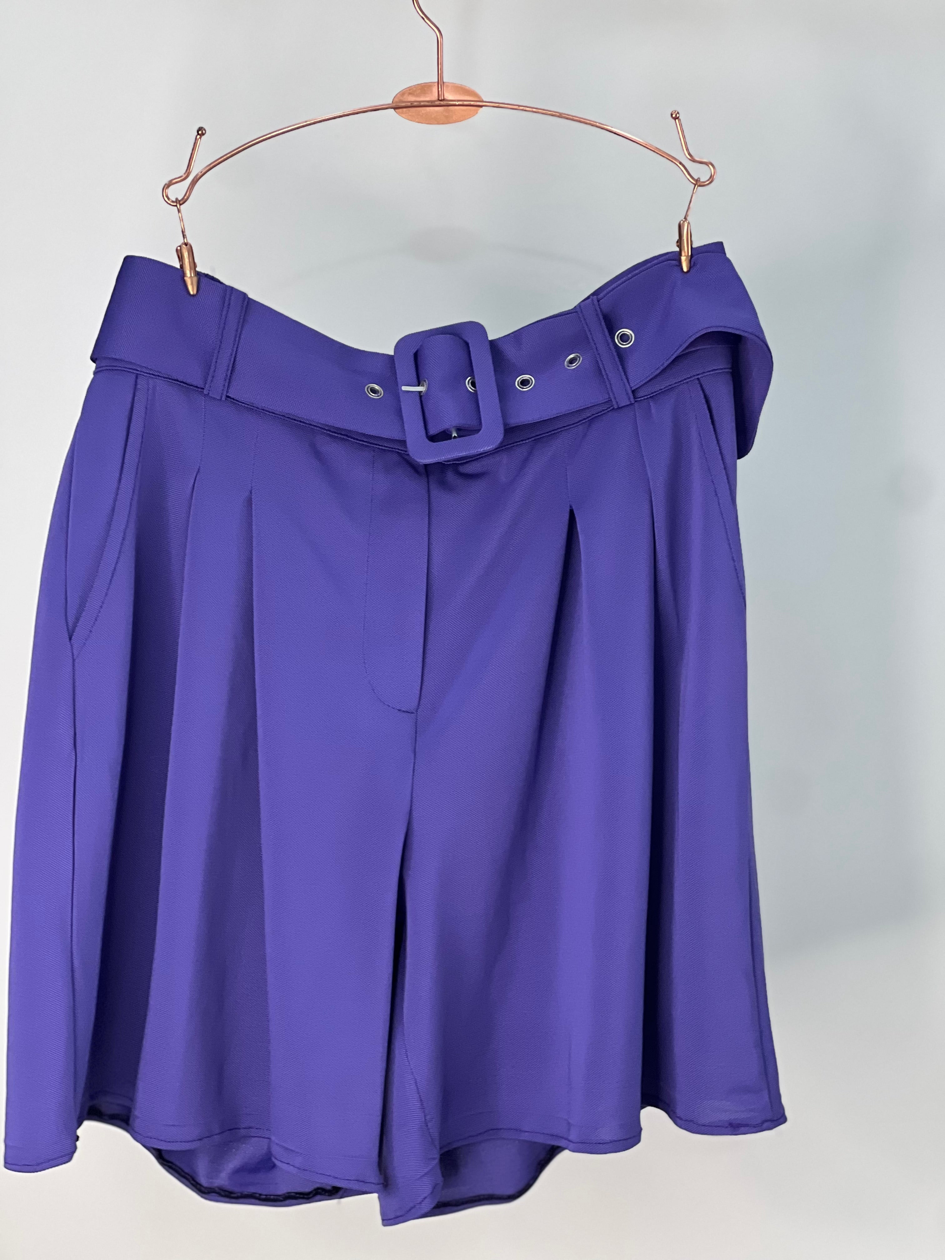 Plum Perfect – Dark Purple Belted Shorts