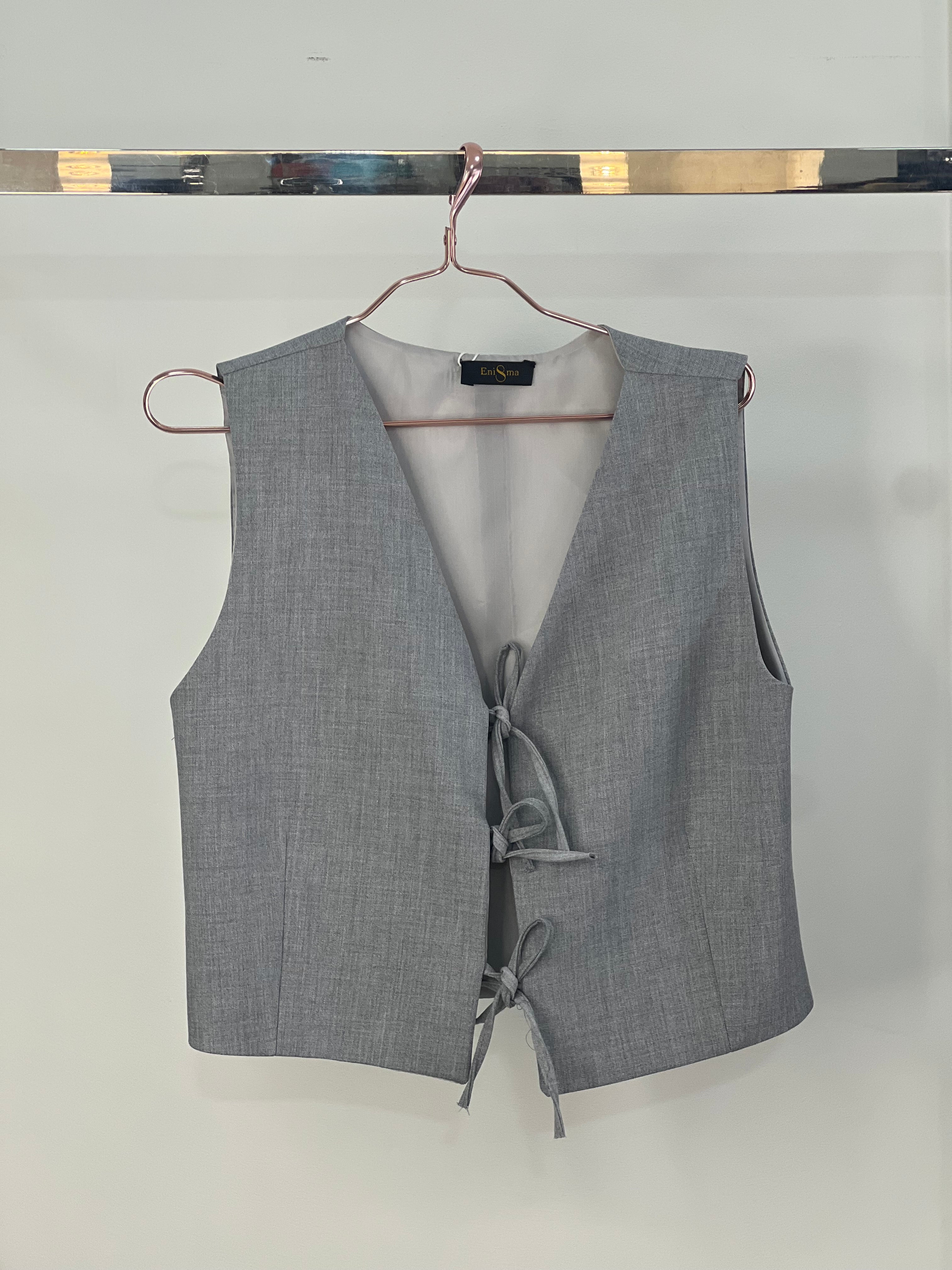 Grey Vest & Skirt Set