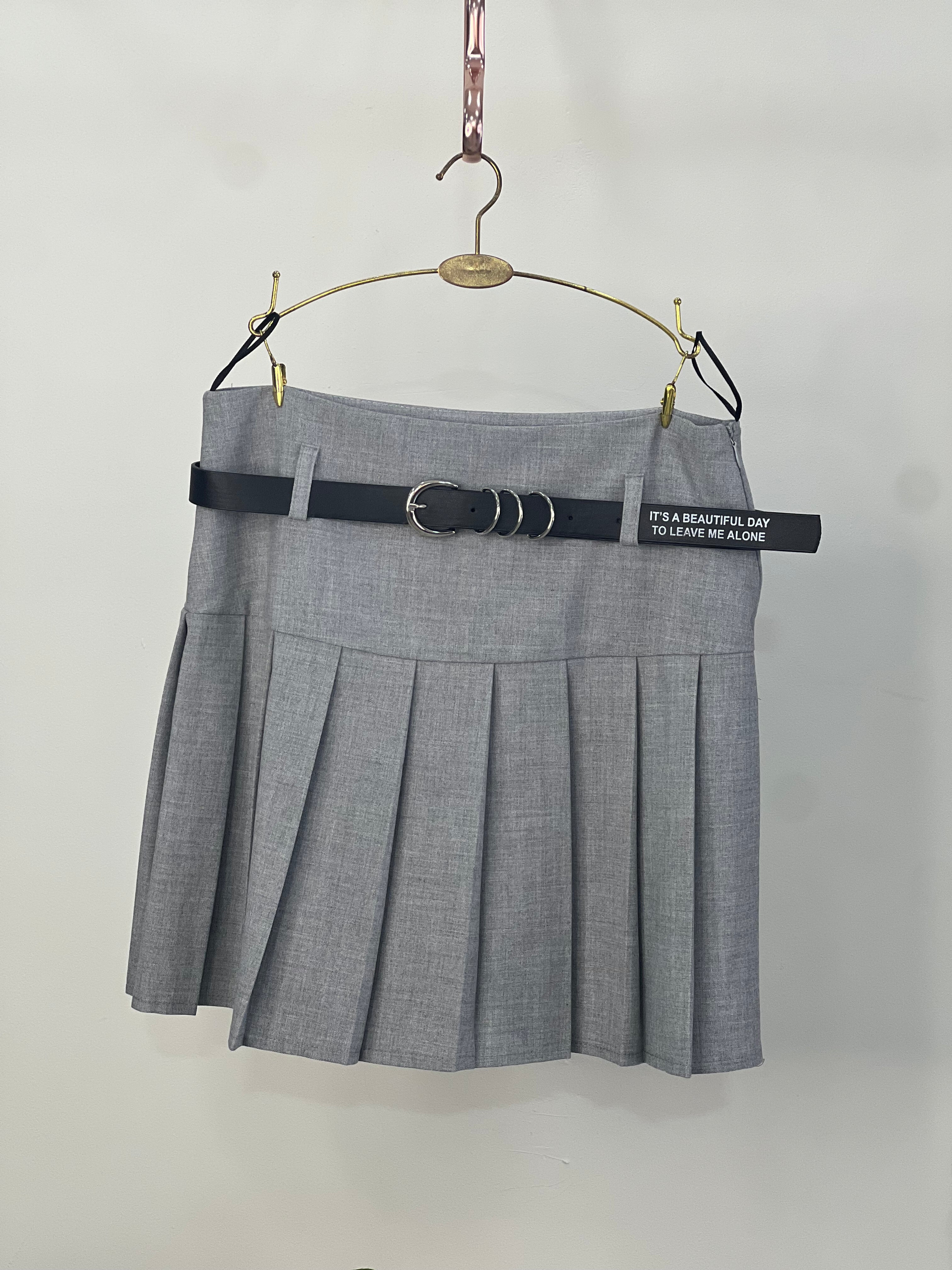 Grey Draped Skort with belt