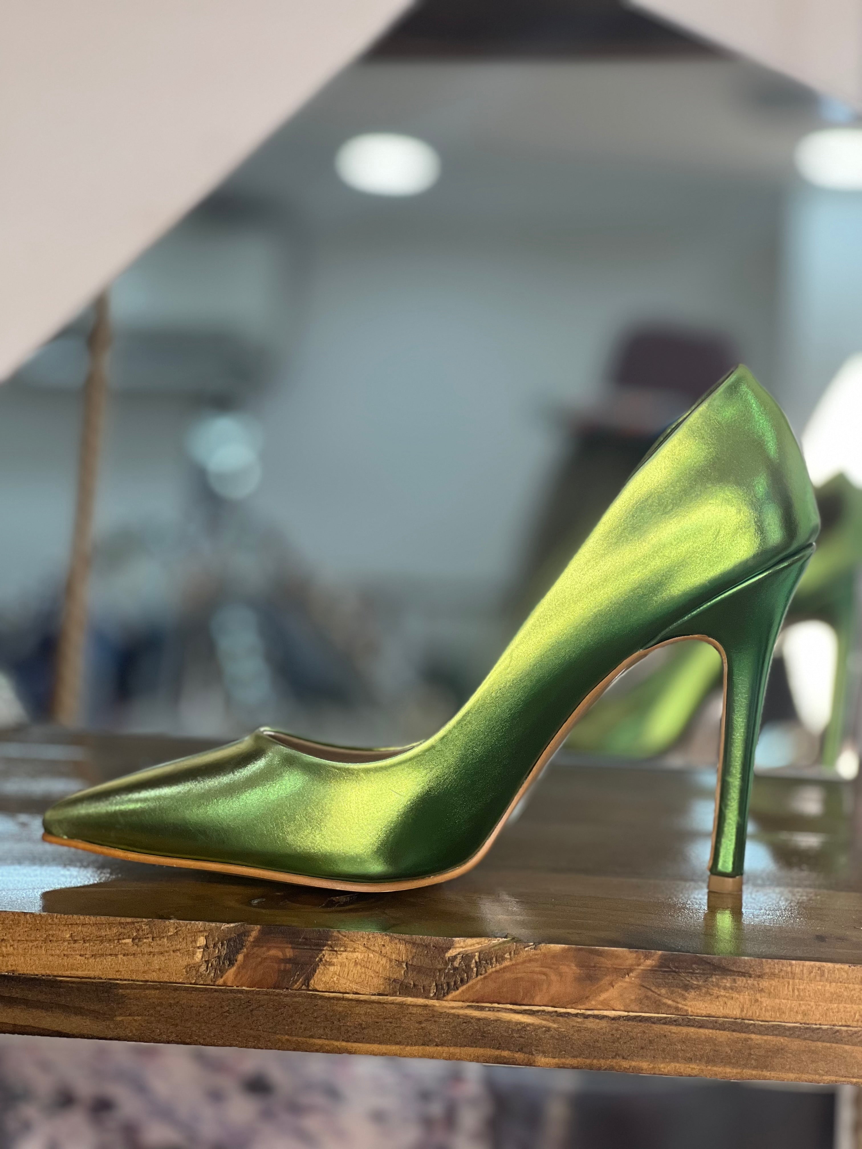 Metallic Pointed-Toe High Heels