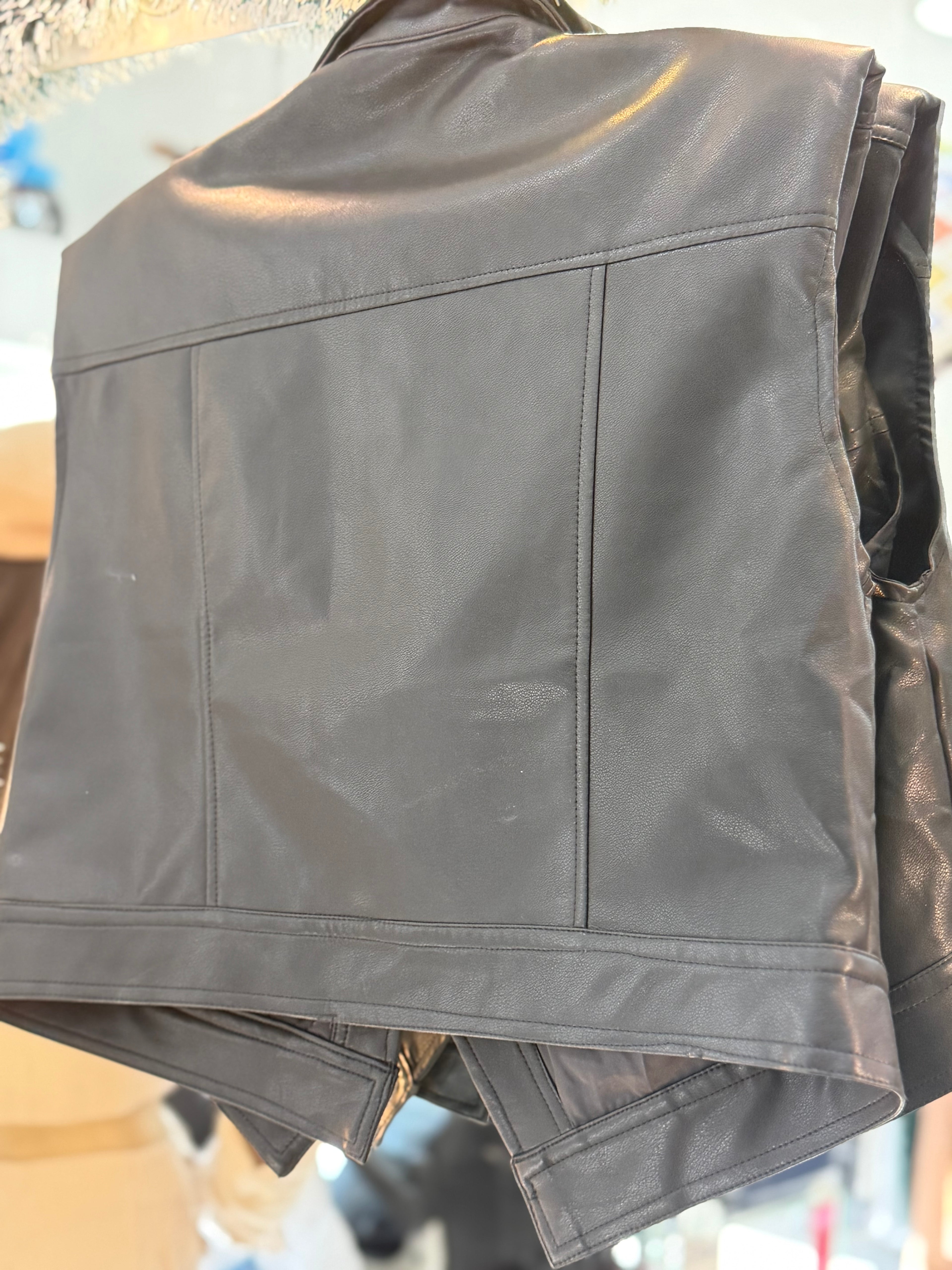 Oversized leather vest
