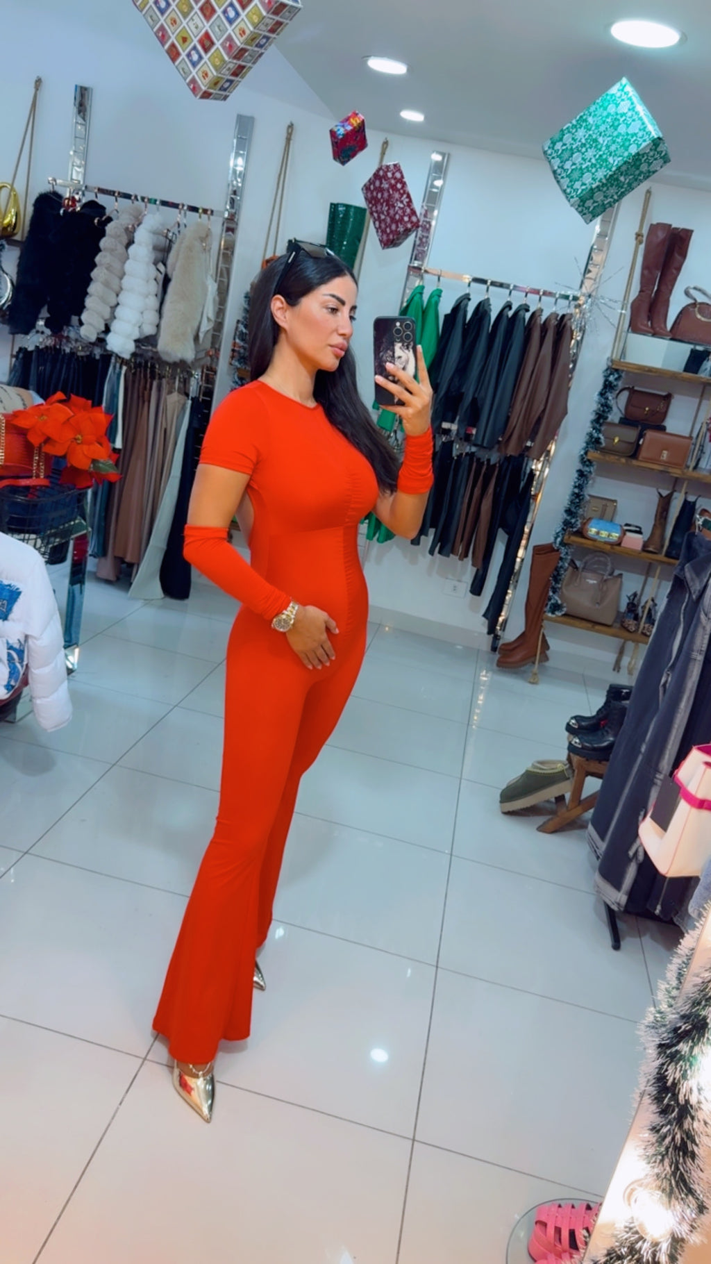 Open back lycra jumpsuit