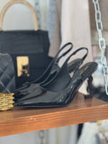 Leather pointed toe heels