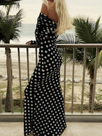 Polka dot collar maxi dress