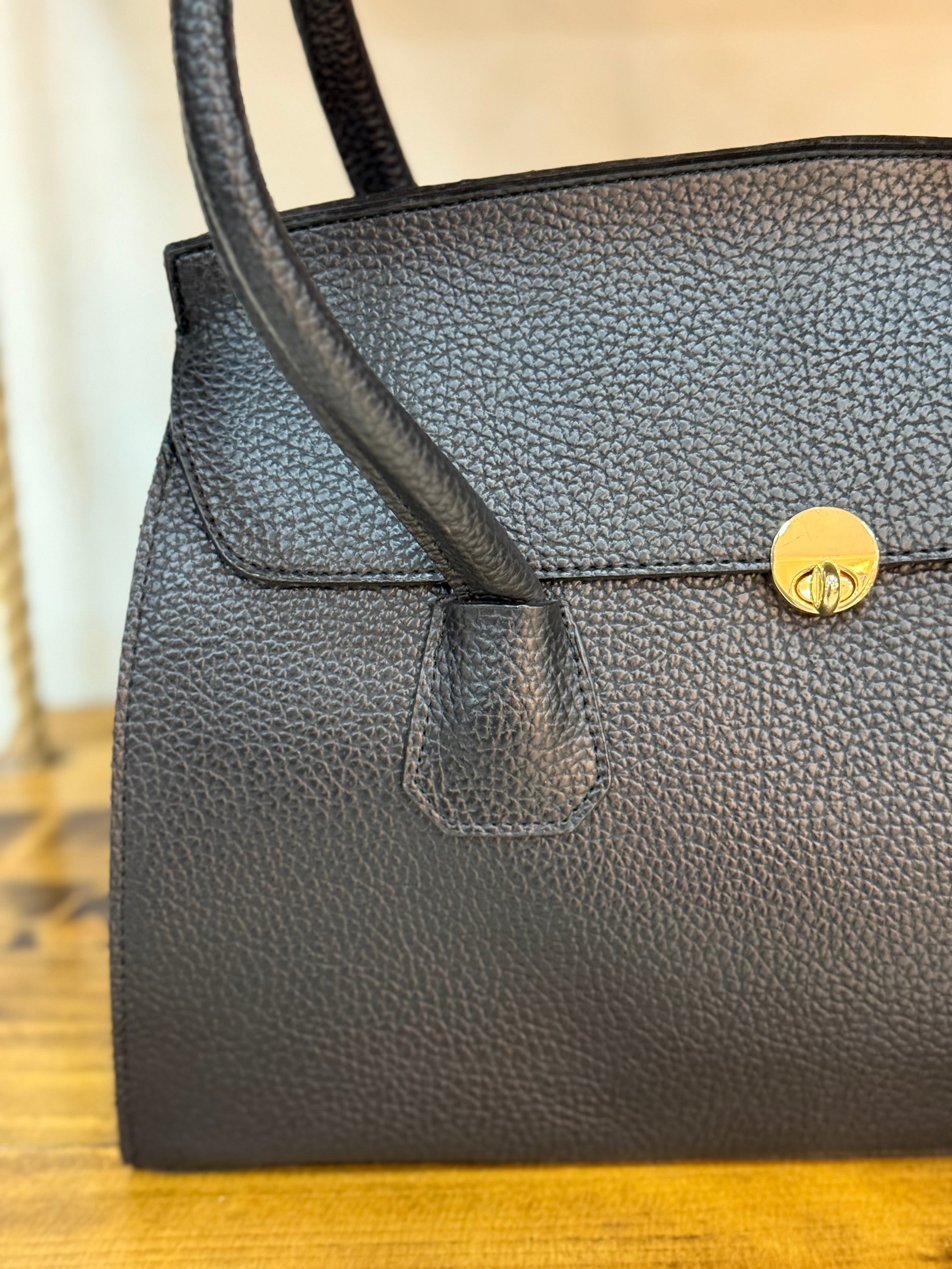 Classic Big Black Leather Tote