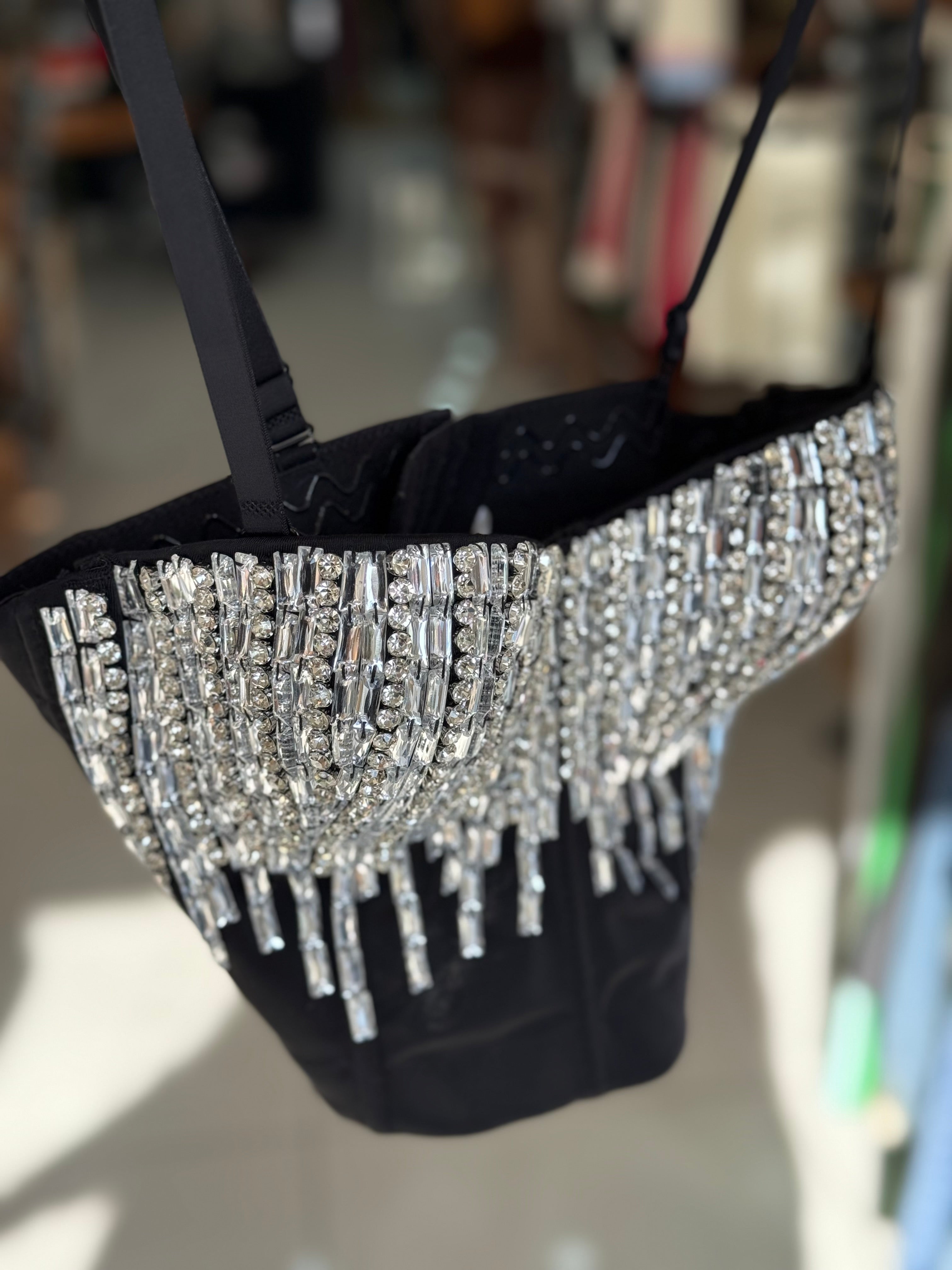 Baguette stoned padded corset