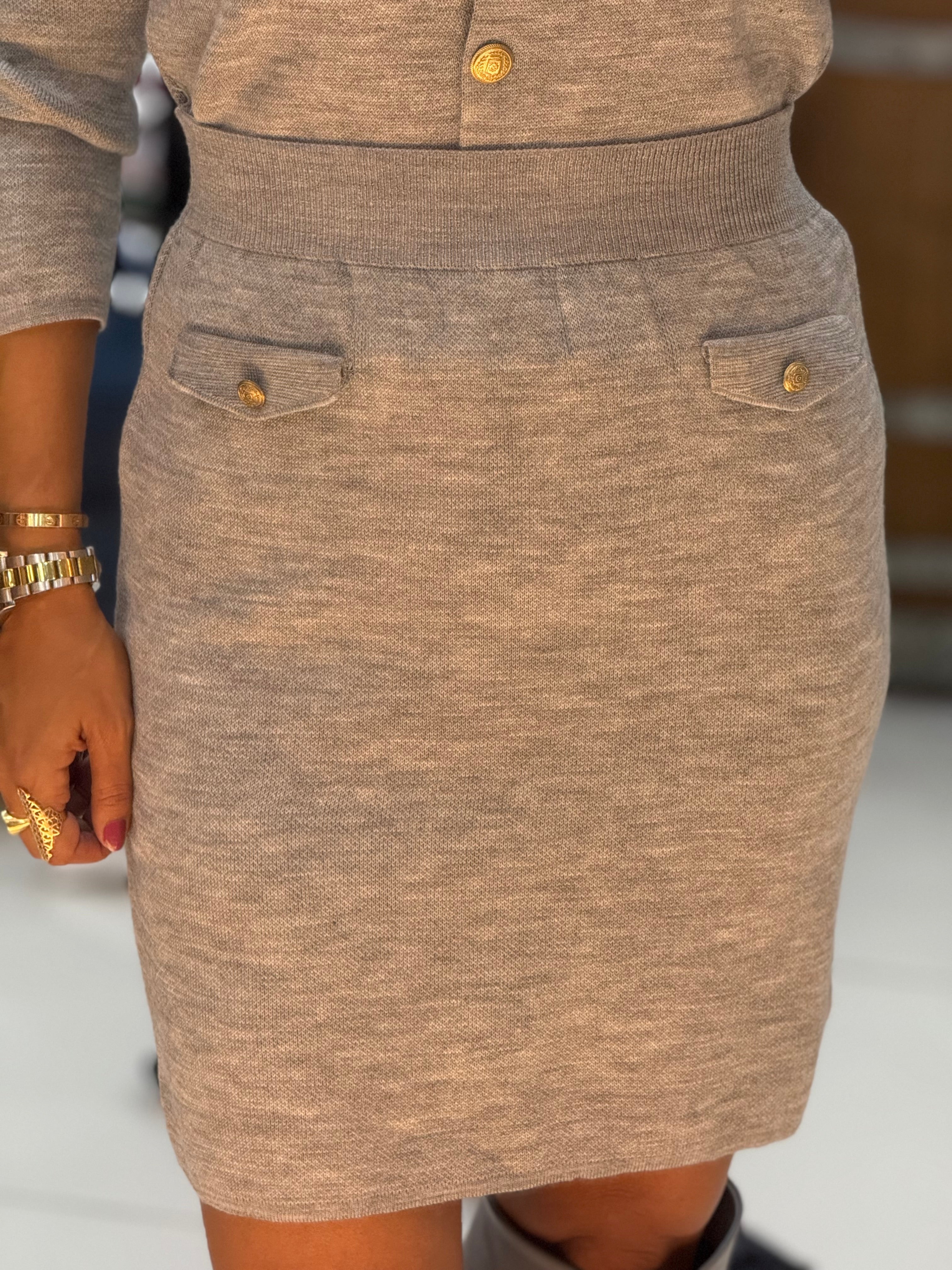Grey knit sweater & skirt