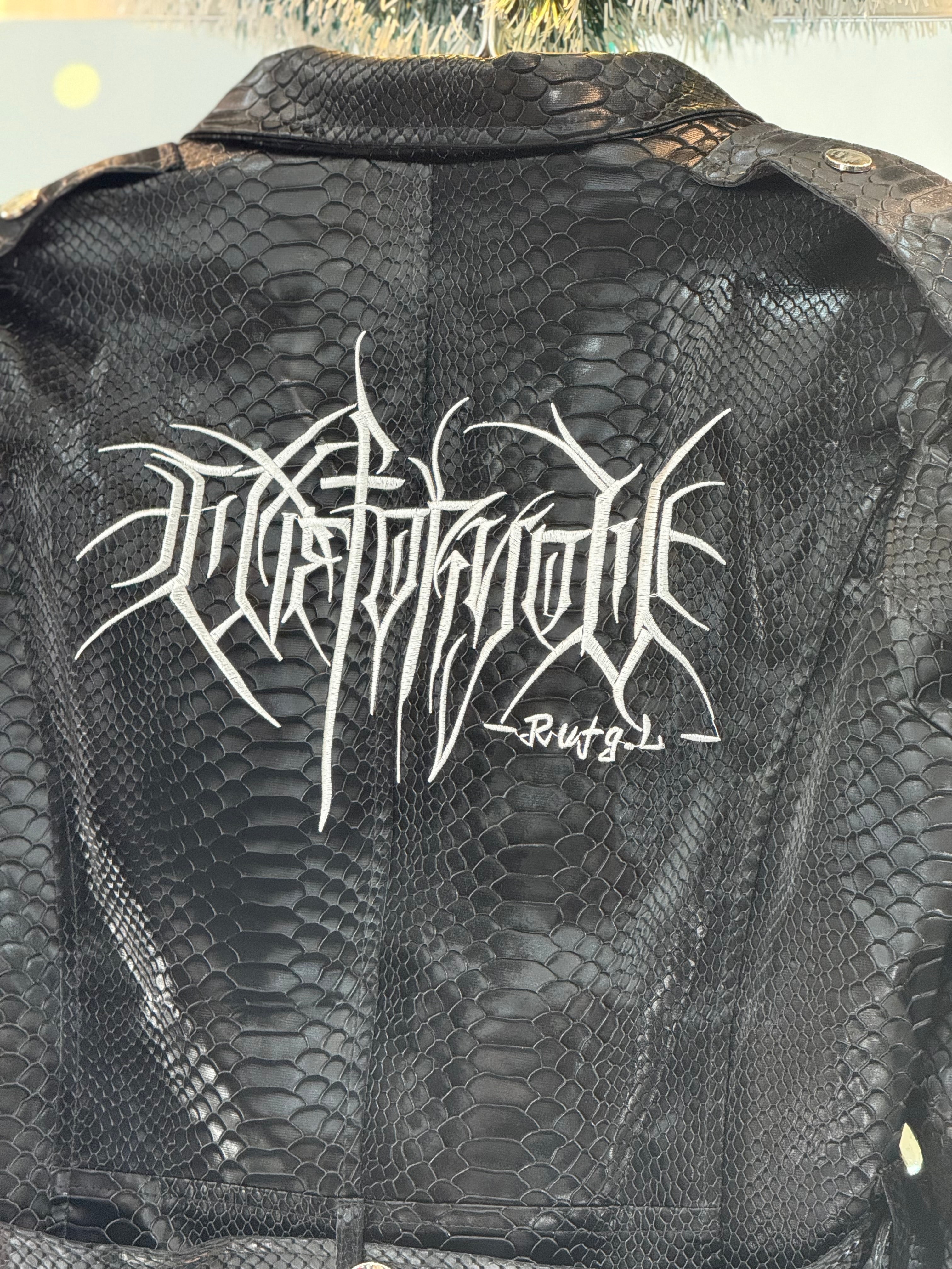 Leather crocco crop jacket