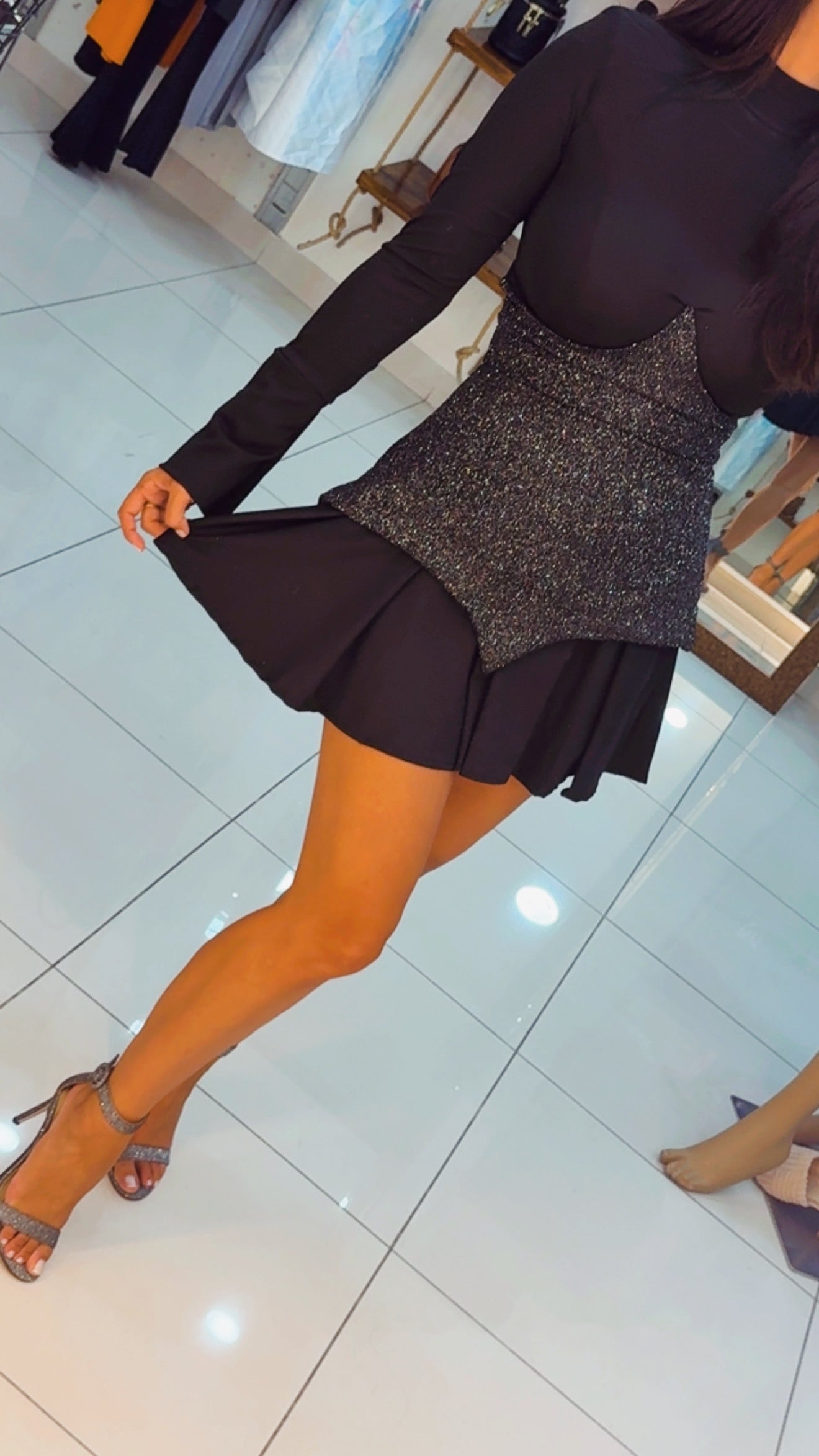 Glitter corset belted Dress