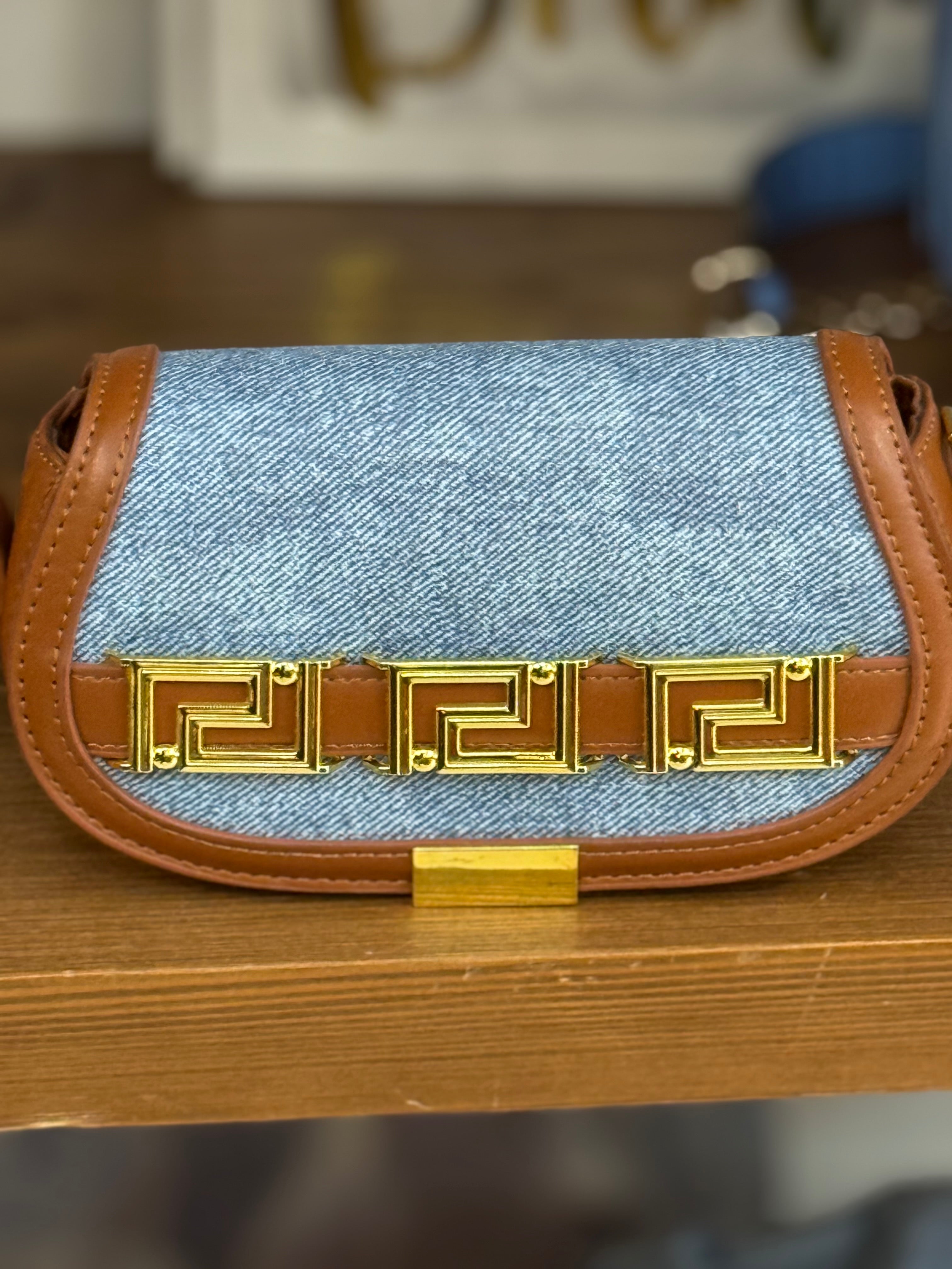 Denim & Leather Clutch