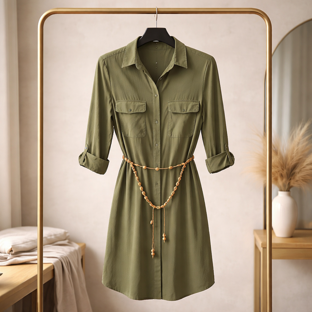 Olive Chic Shirt Dress 🌿✨