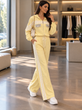 Luxe Textured Two-Piece Tracksuit – Pastel Yellow