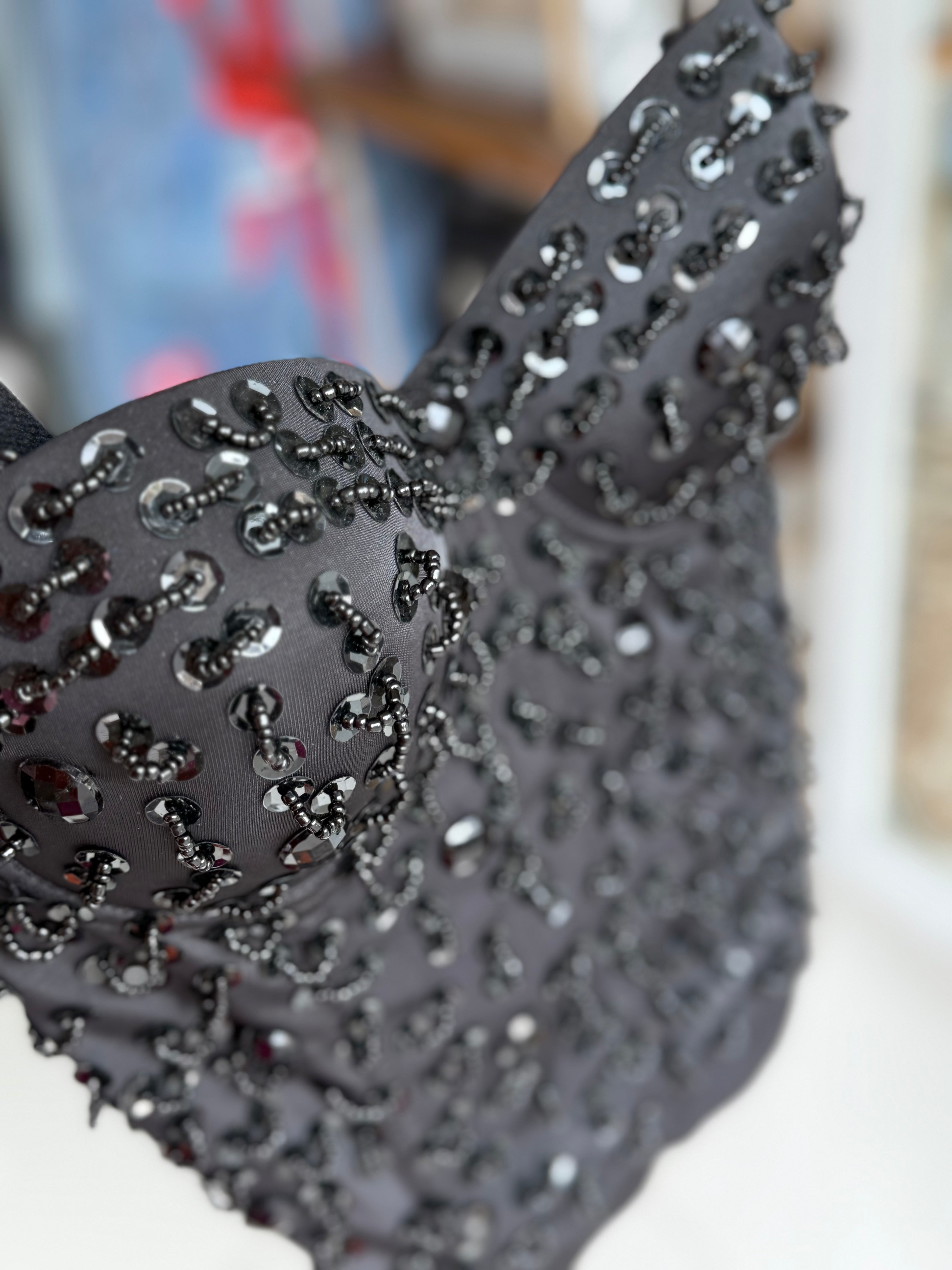 Black Beads elegance corset top