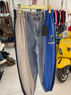 Tri-Tone Denim Jogger Pants – Sporty Chic Edition