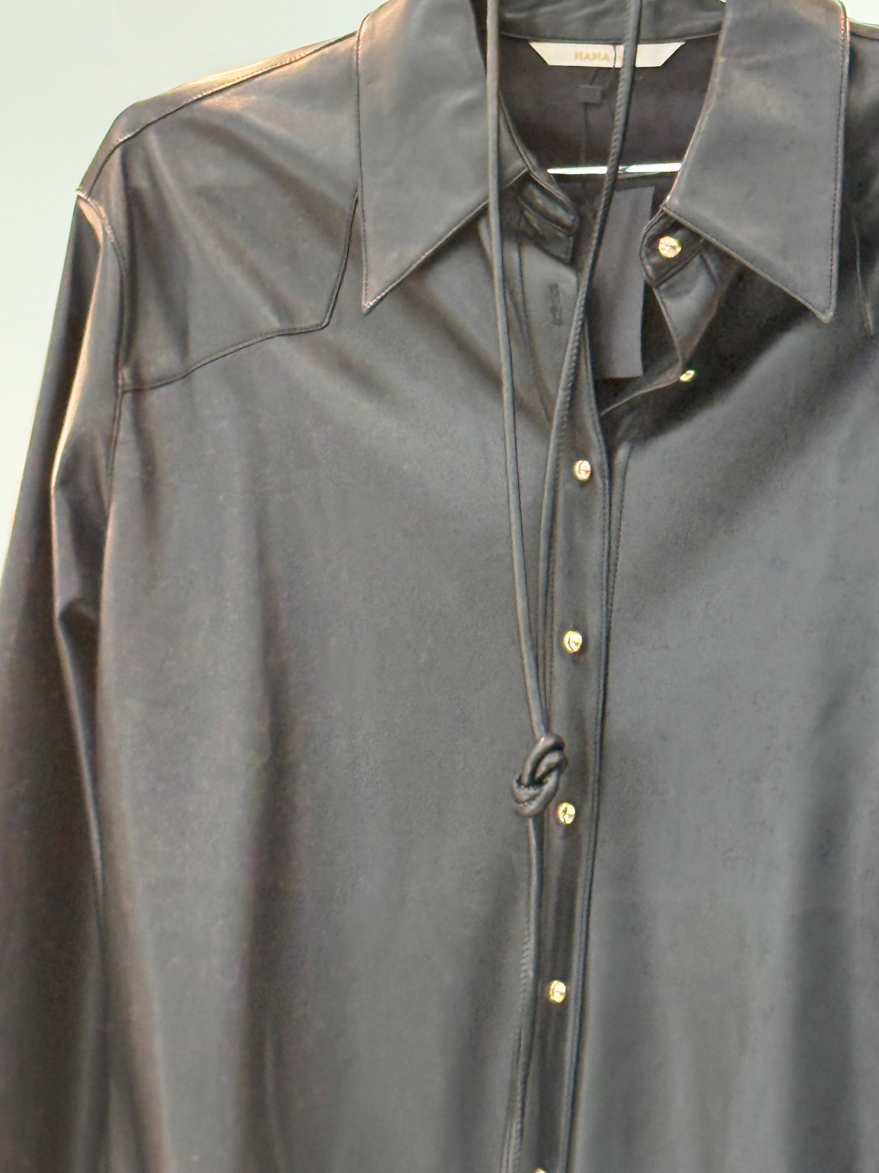 Leather bottoms top with belt