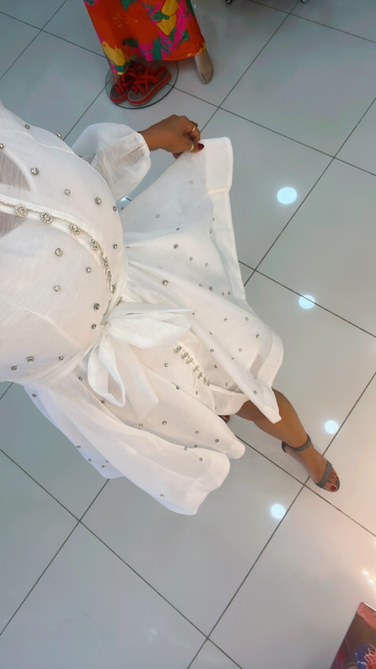 Crystal-Studded Wrap Dress – Light, Elegant & Effortlessly Chic