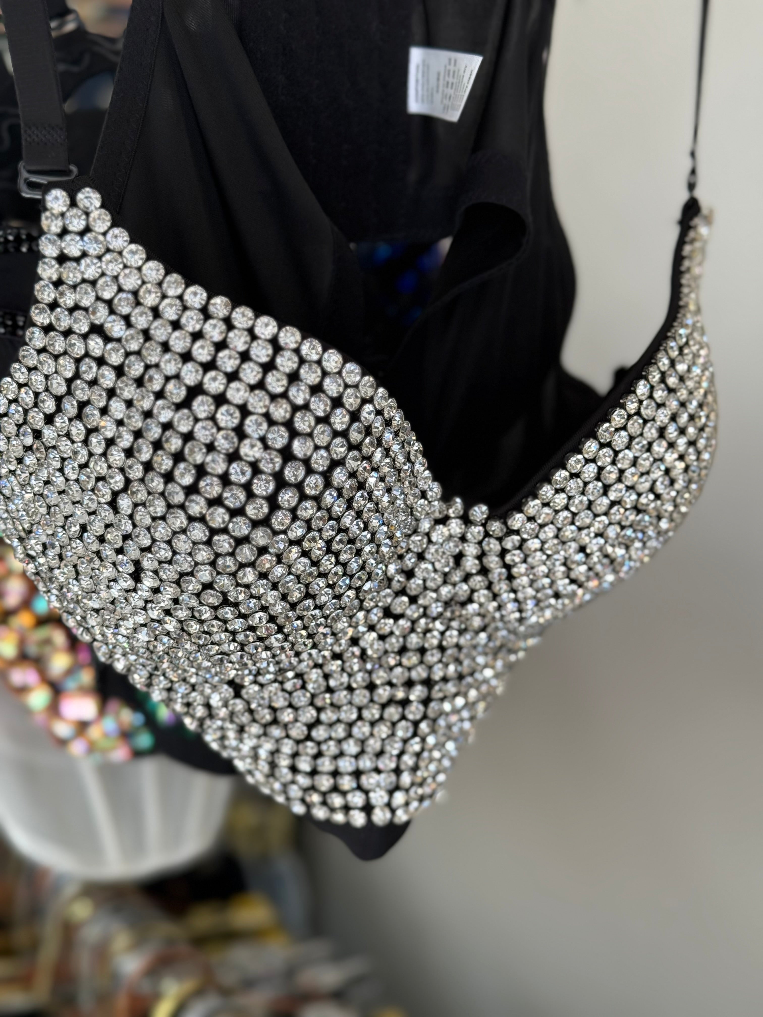 Diamond-Studded Black Corset Top