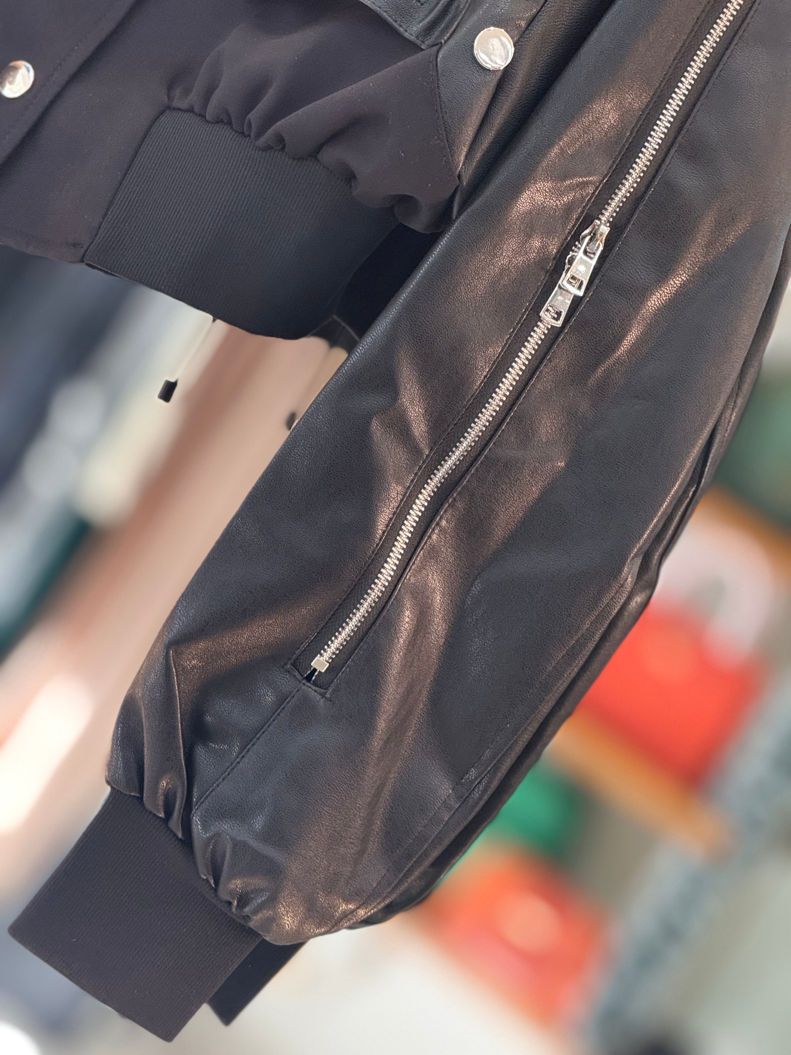 Leather crop stylish jacket