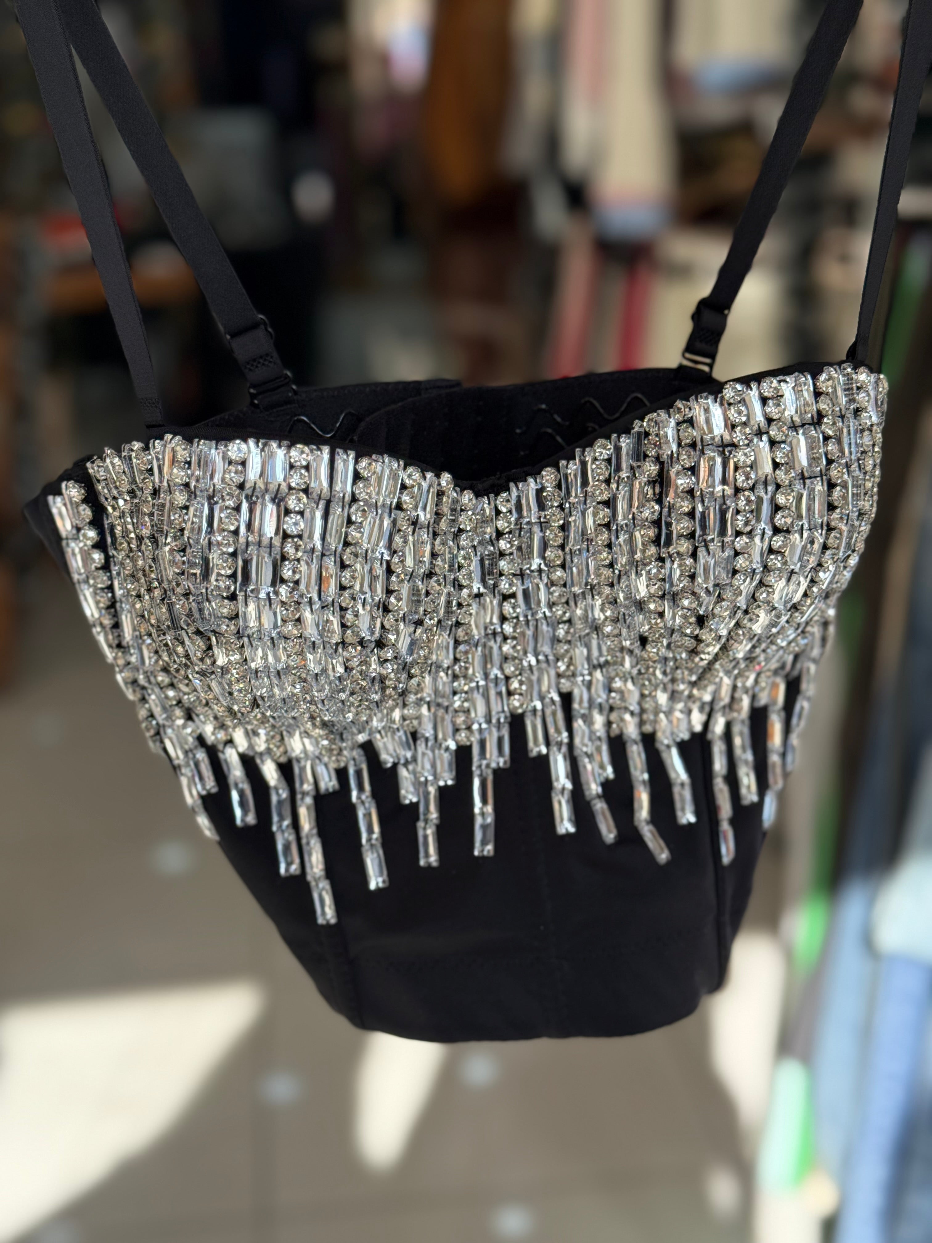 Baguette stoned padded corset