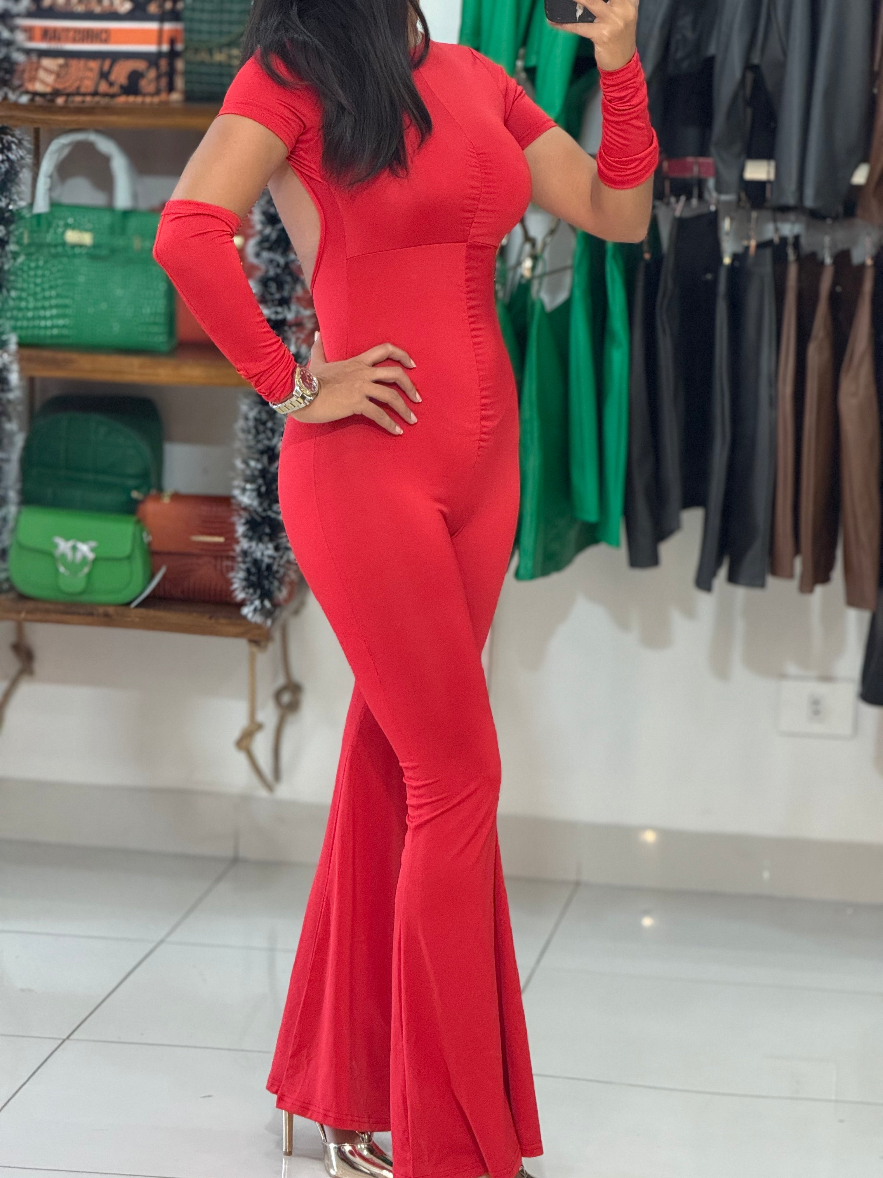 Open back lycra jumpsuit