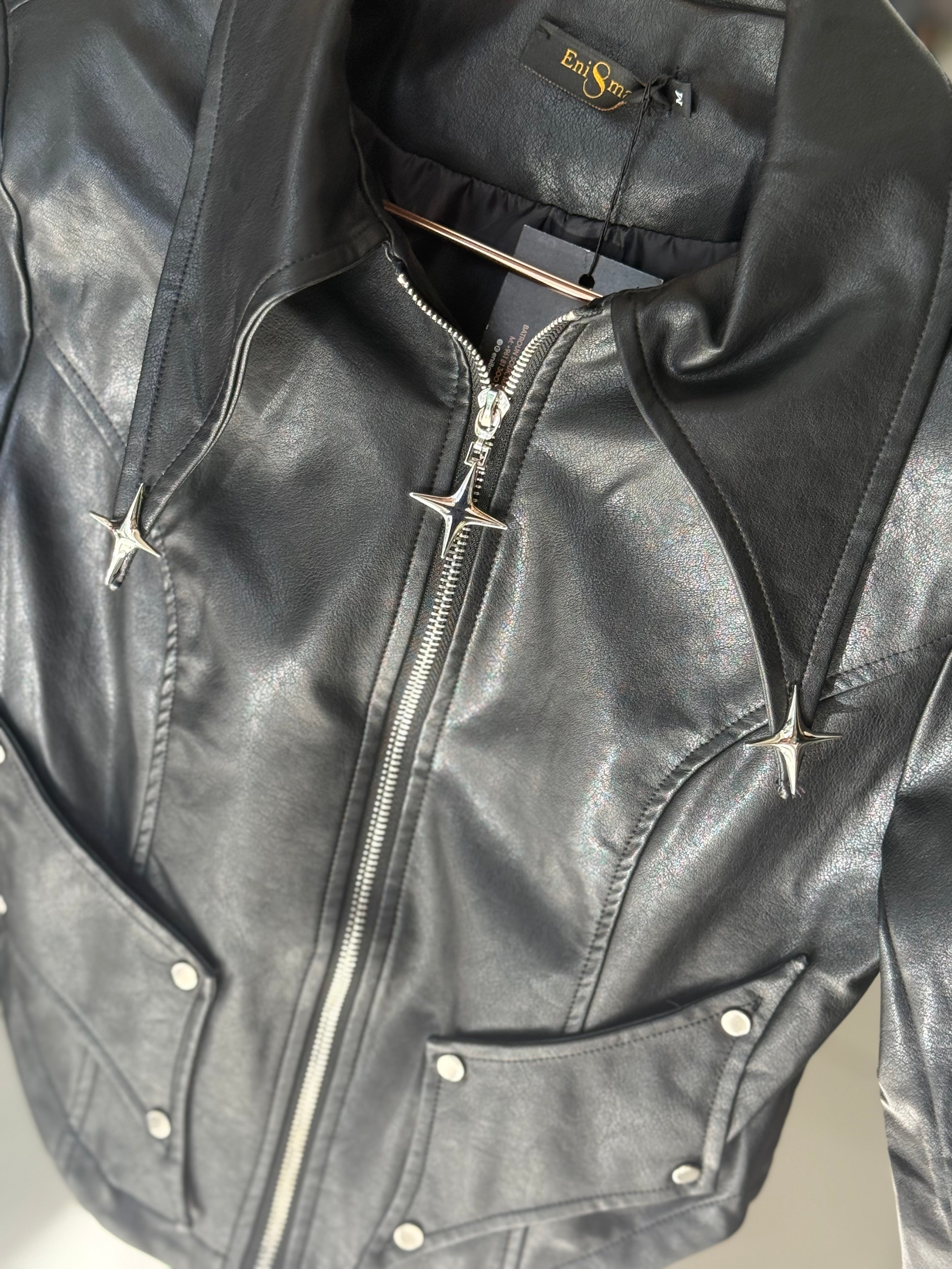 Zipper-Detail Leather Jacket