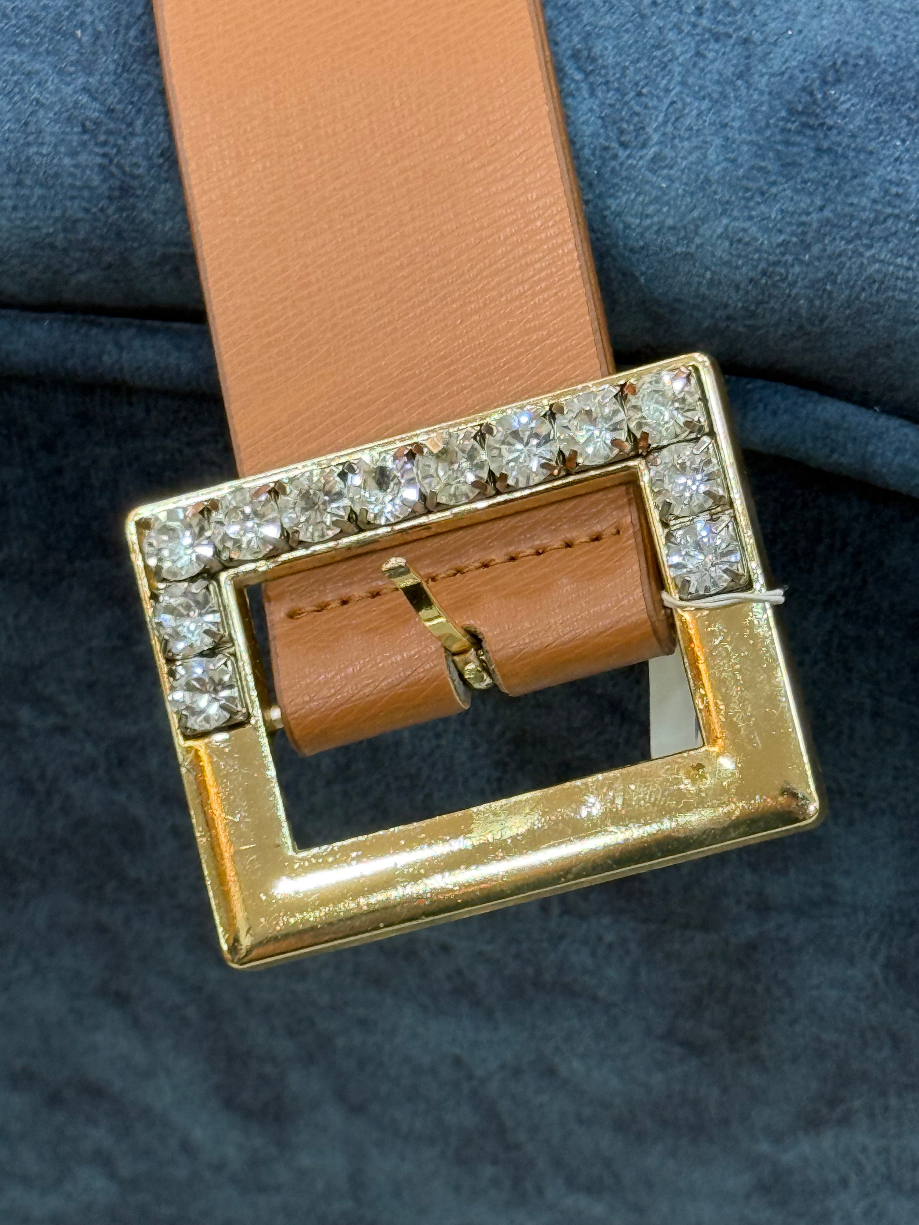 Brown Leather Belt With Stones