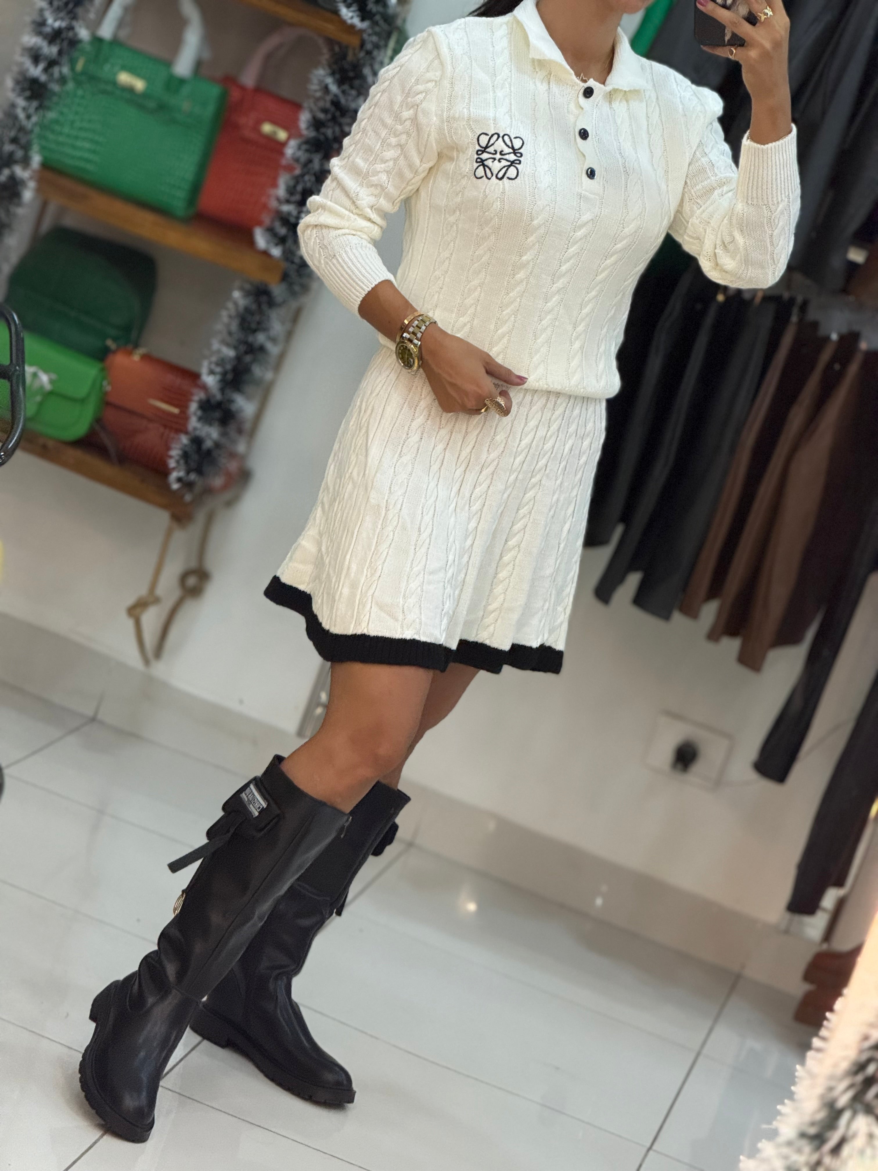 Wool Sweater & Skirt Knit Set