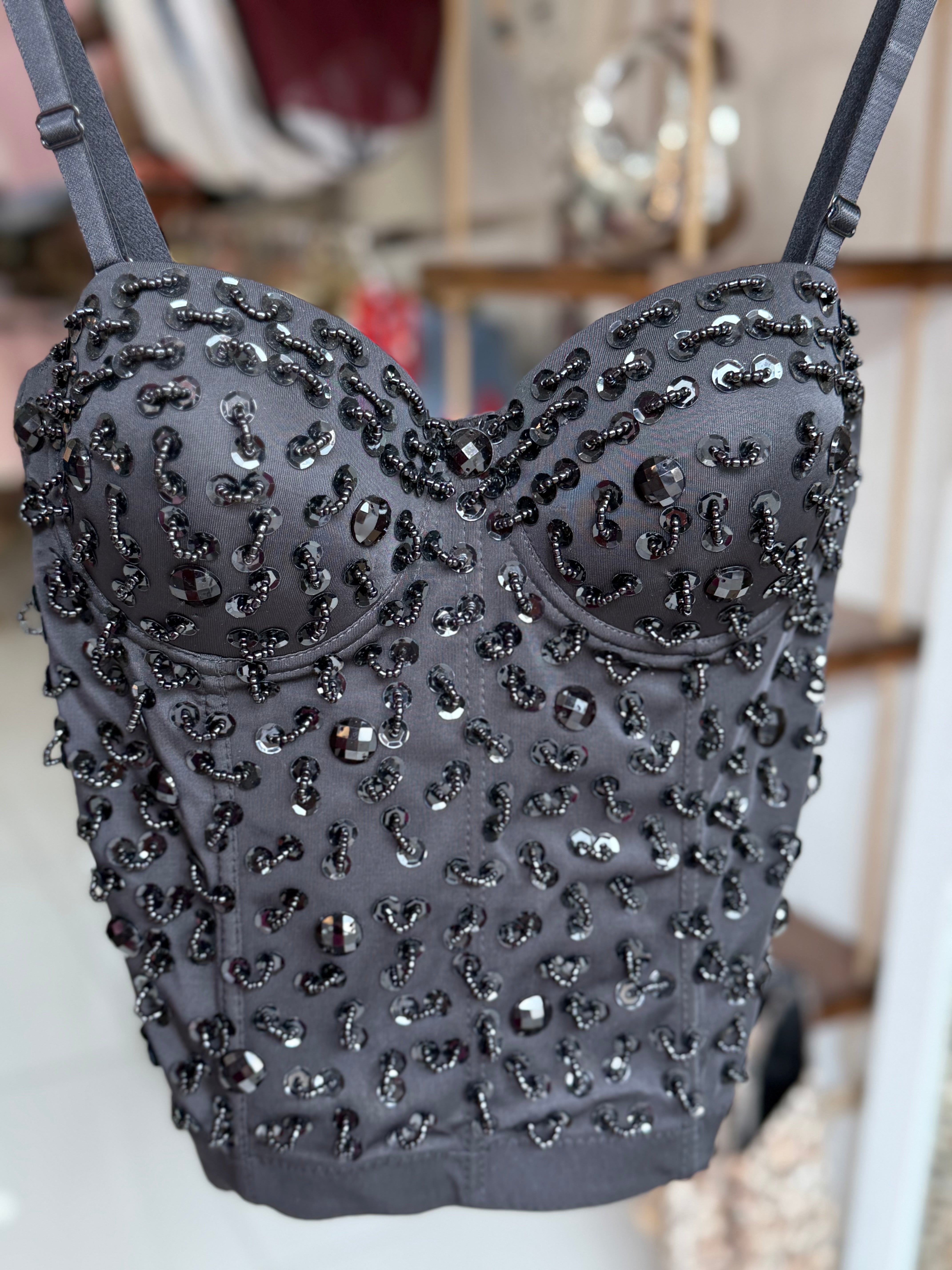 Black Beads elegance corset top