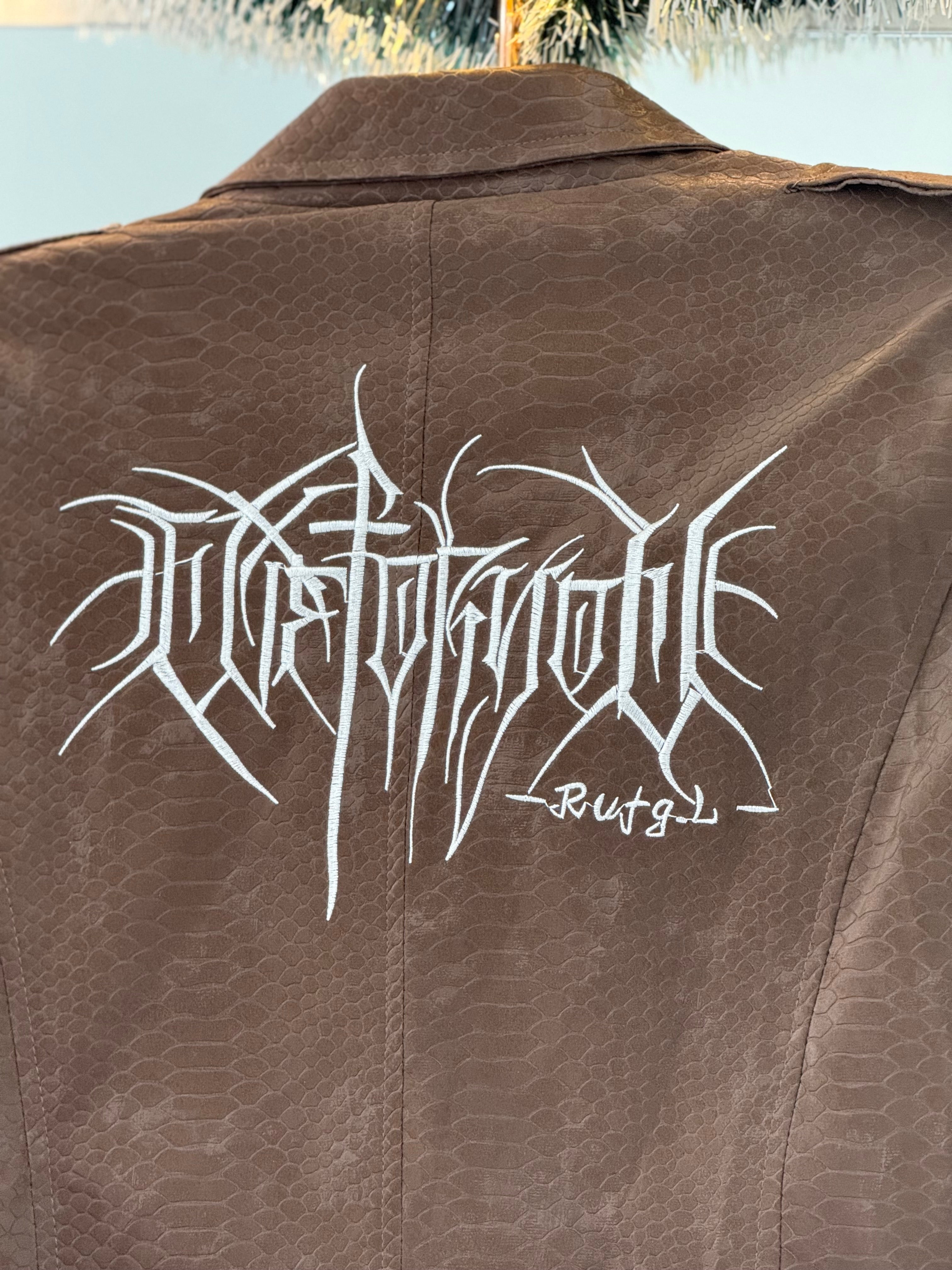 Leather crocco crop jacket