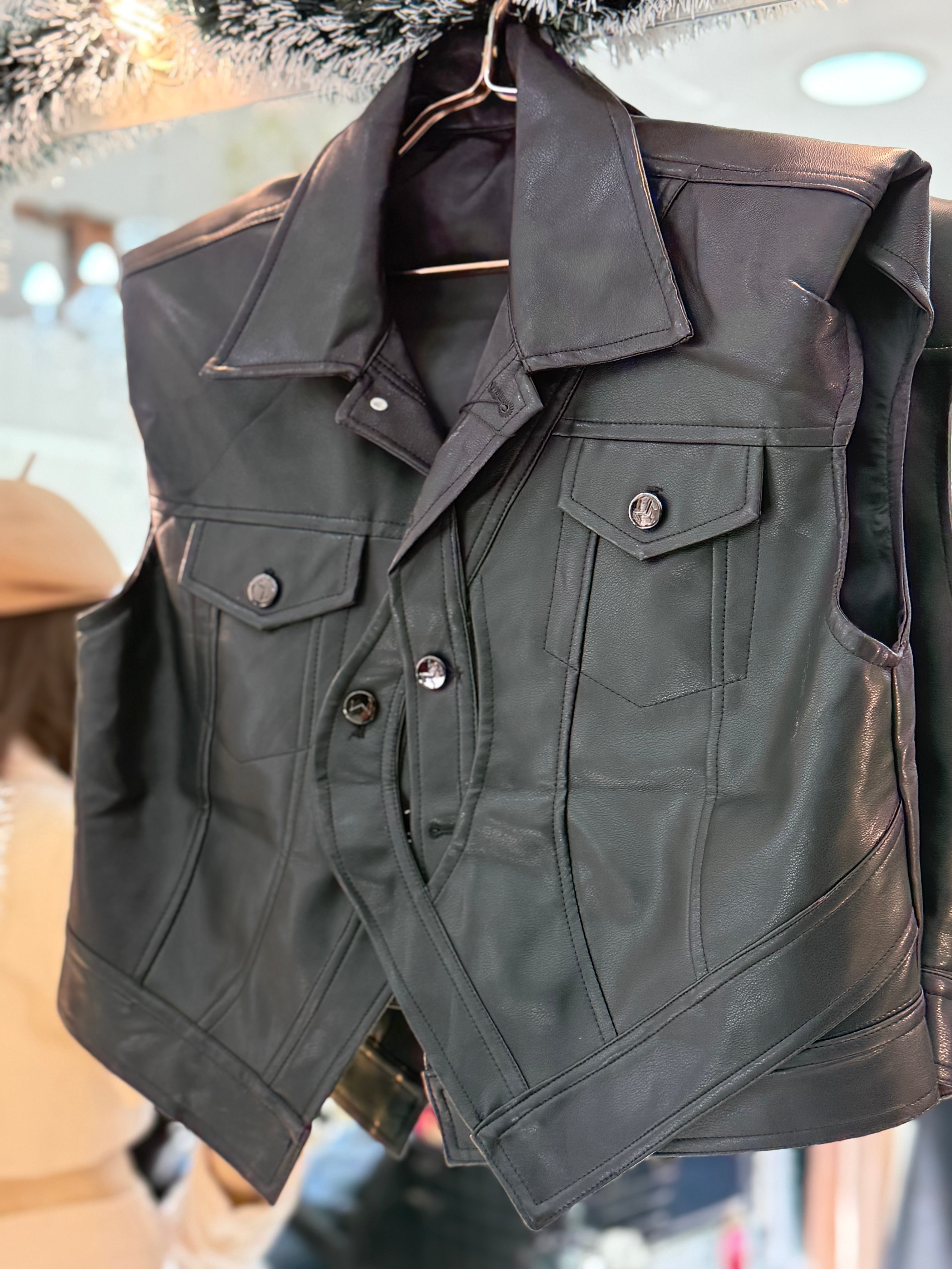 Oversized leather vest