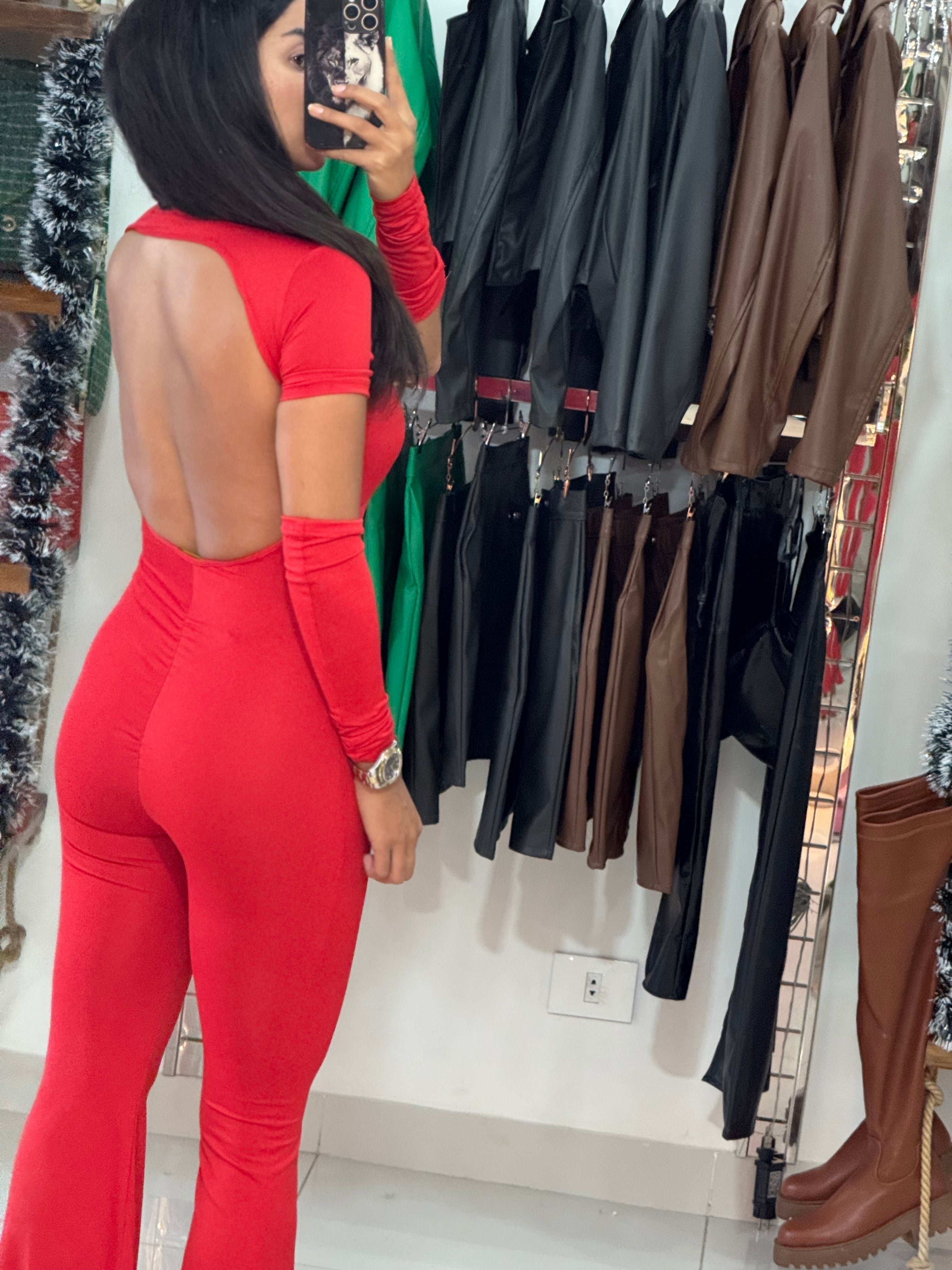 Open back lycra jumpsuit