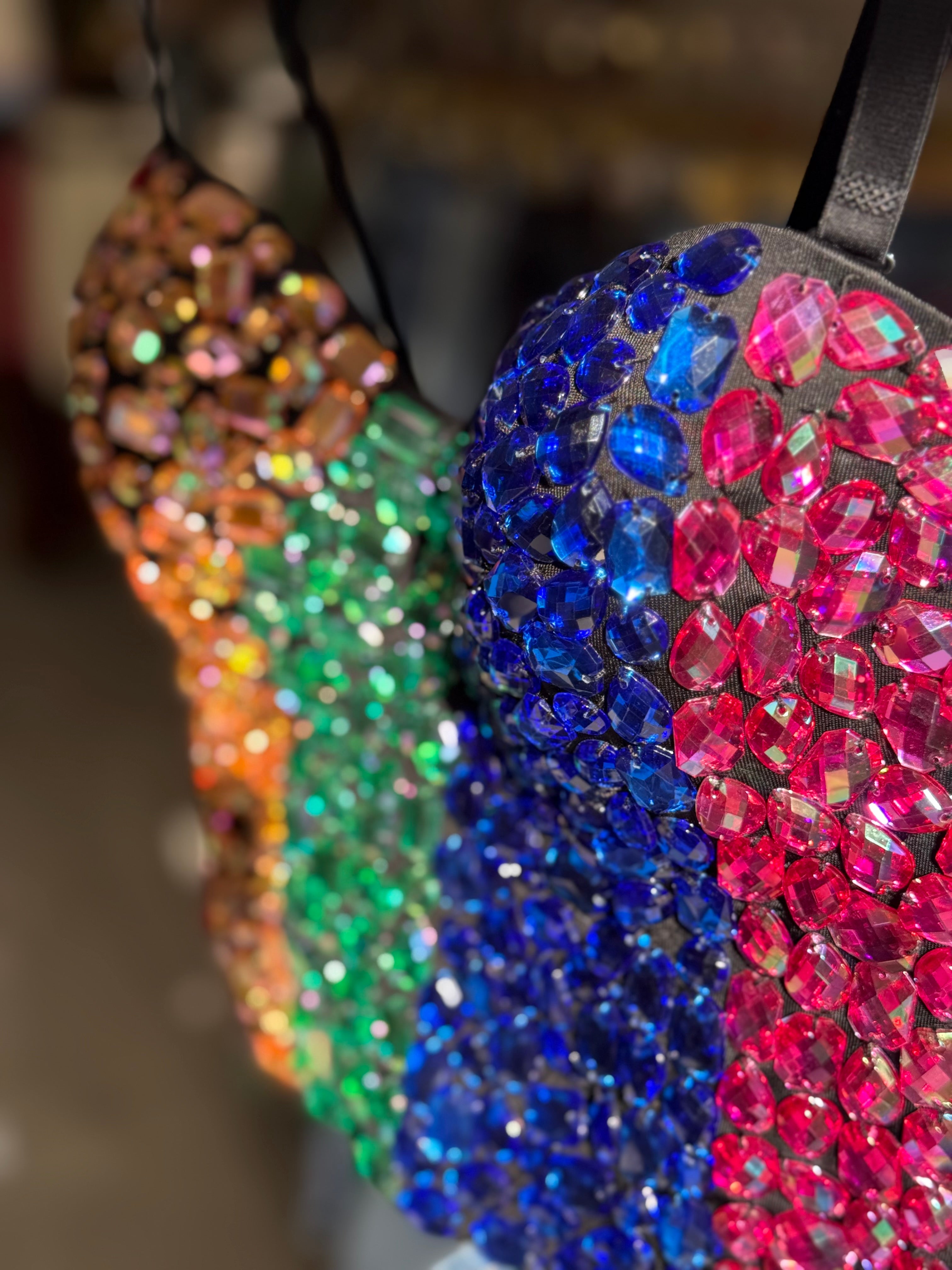 Multicolor Rhinestoned Padded Corset