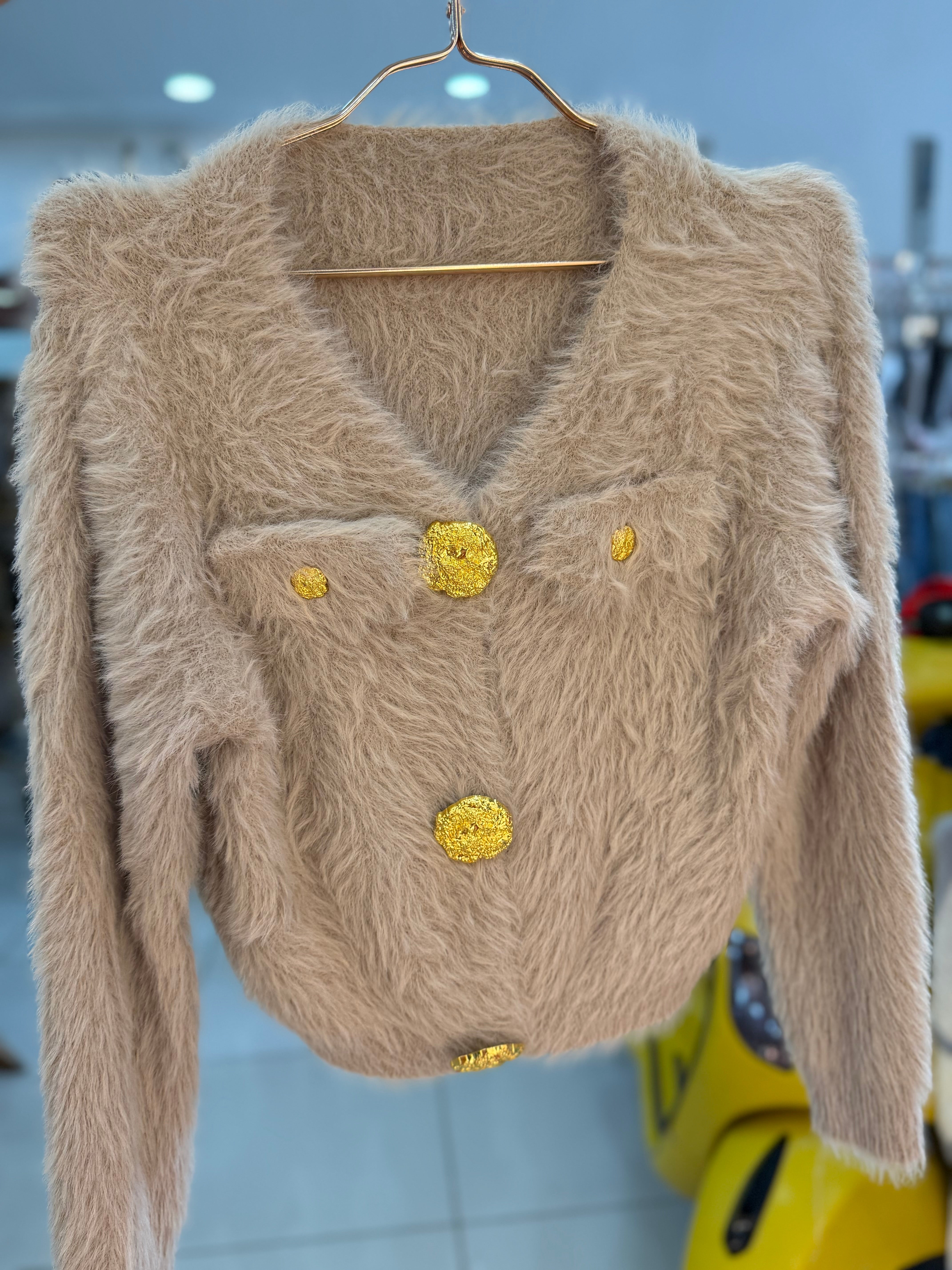 Gold bottoms fur sweater