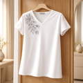 Crystal Bloom V-Neck Tee